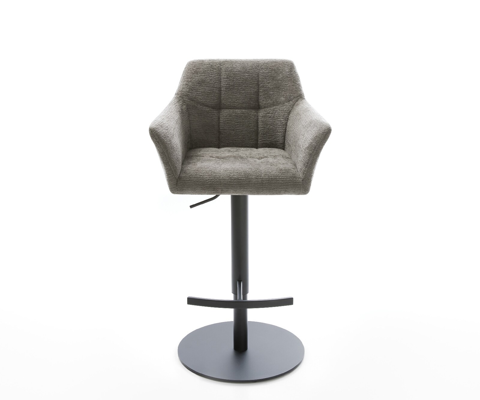 Chaise-de-bar Yulo-Flex Bouclé doux Boue Pied pivotant réglable en hauteur Noir Noir 1