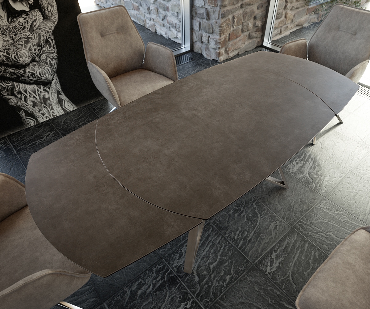 Esstisch Carlow 130/200x95 cm Keramik Braun Edelstahl ausziehbar 5