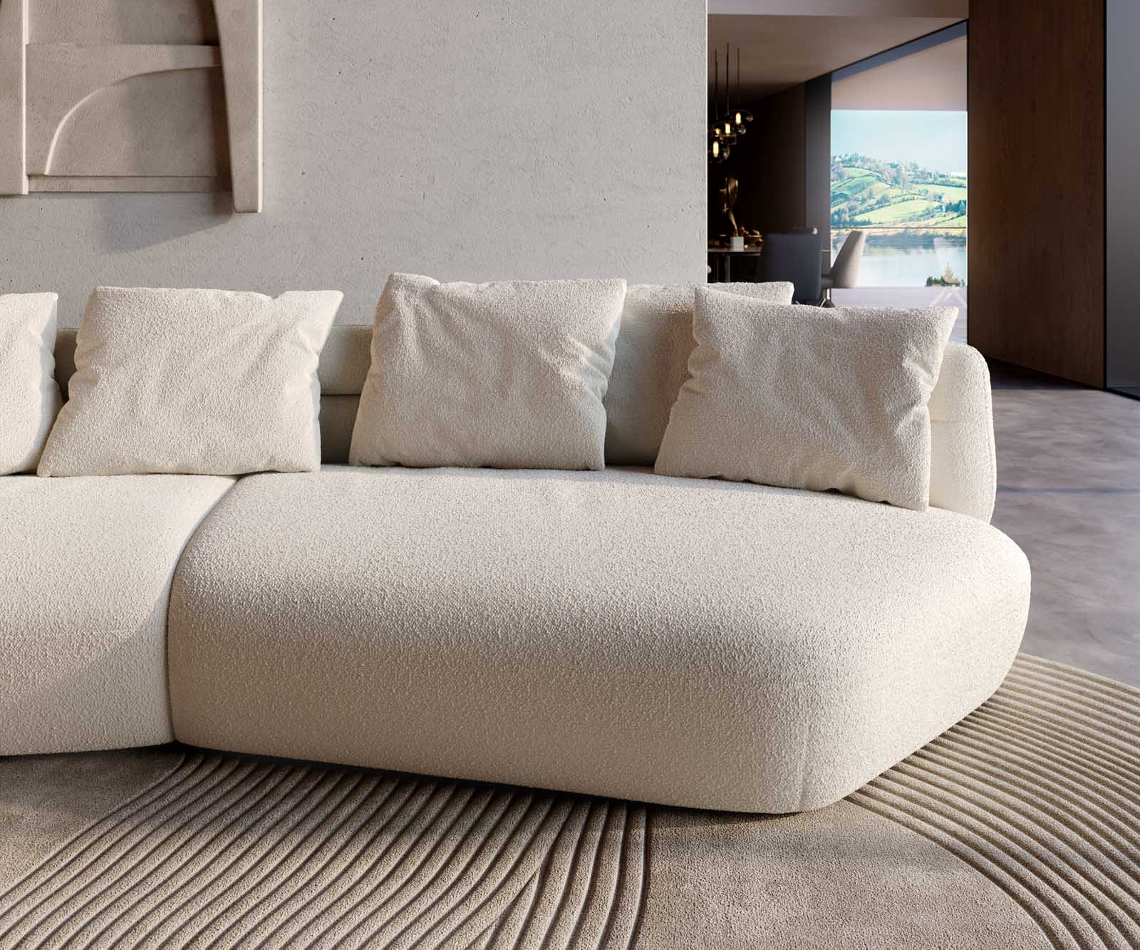 Sofa Roya 320x140 cm Bouclé Creme-Weiß 6