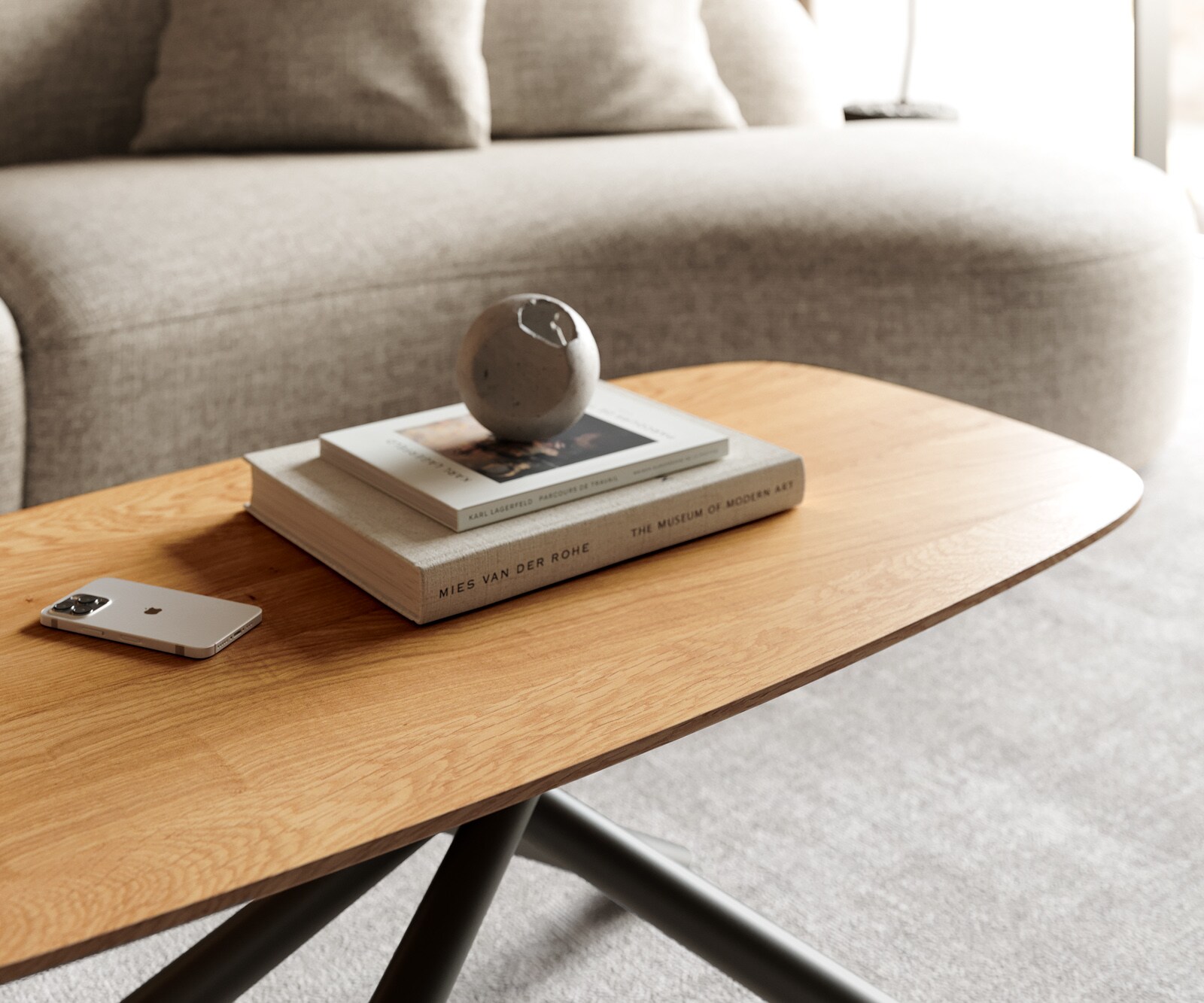 Table basse Edge Boot 100x50 cm chêne naturel bord suisse Sarity métal noir 5