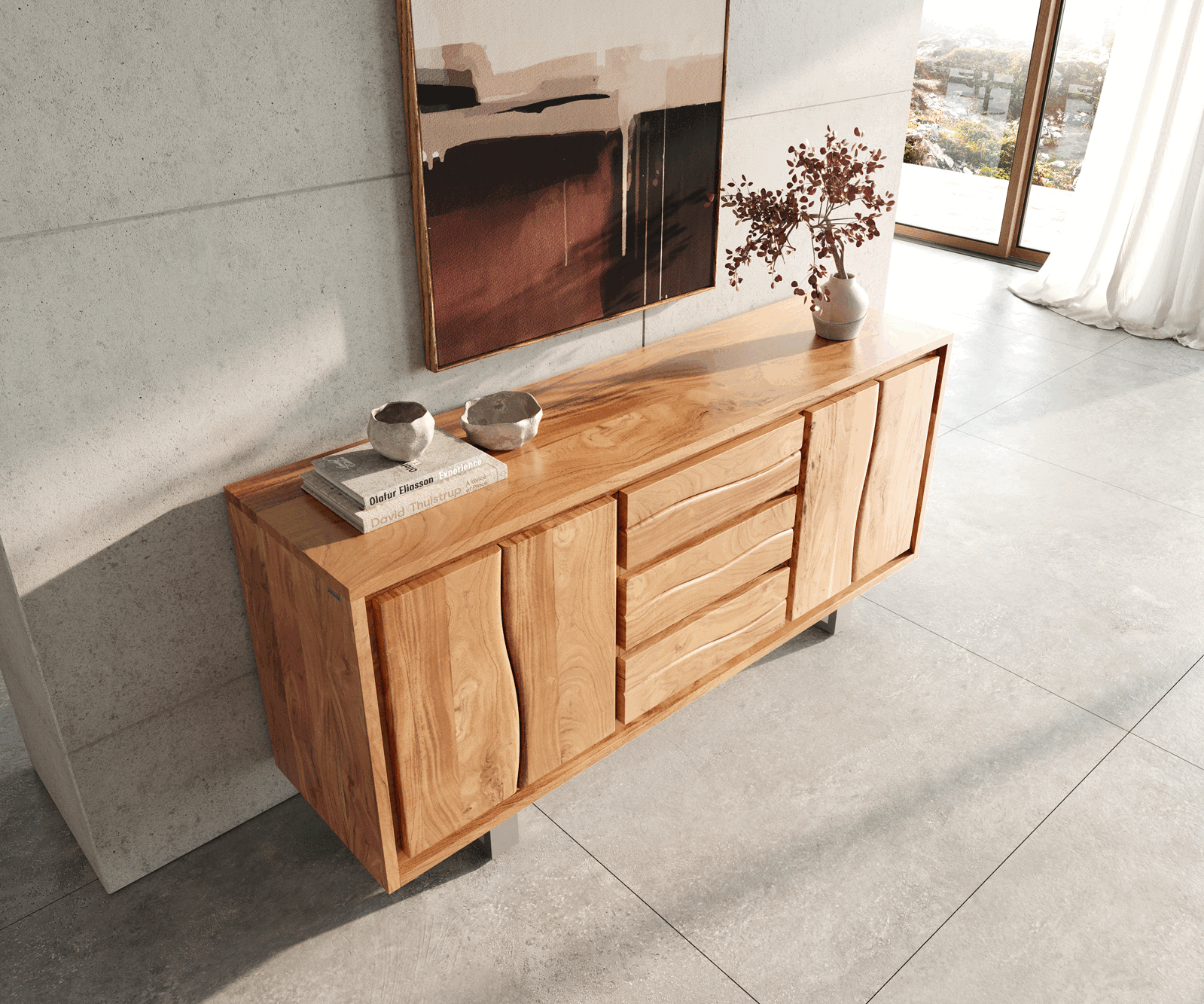Buffet Live-Edge 172 cm acacia nature 3 tiroirs 4 portes 3