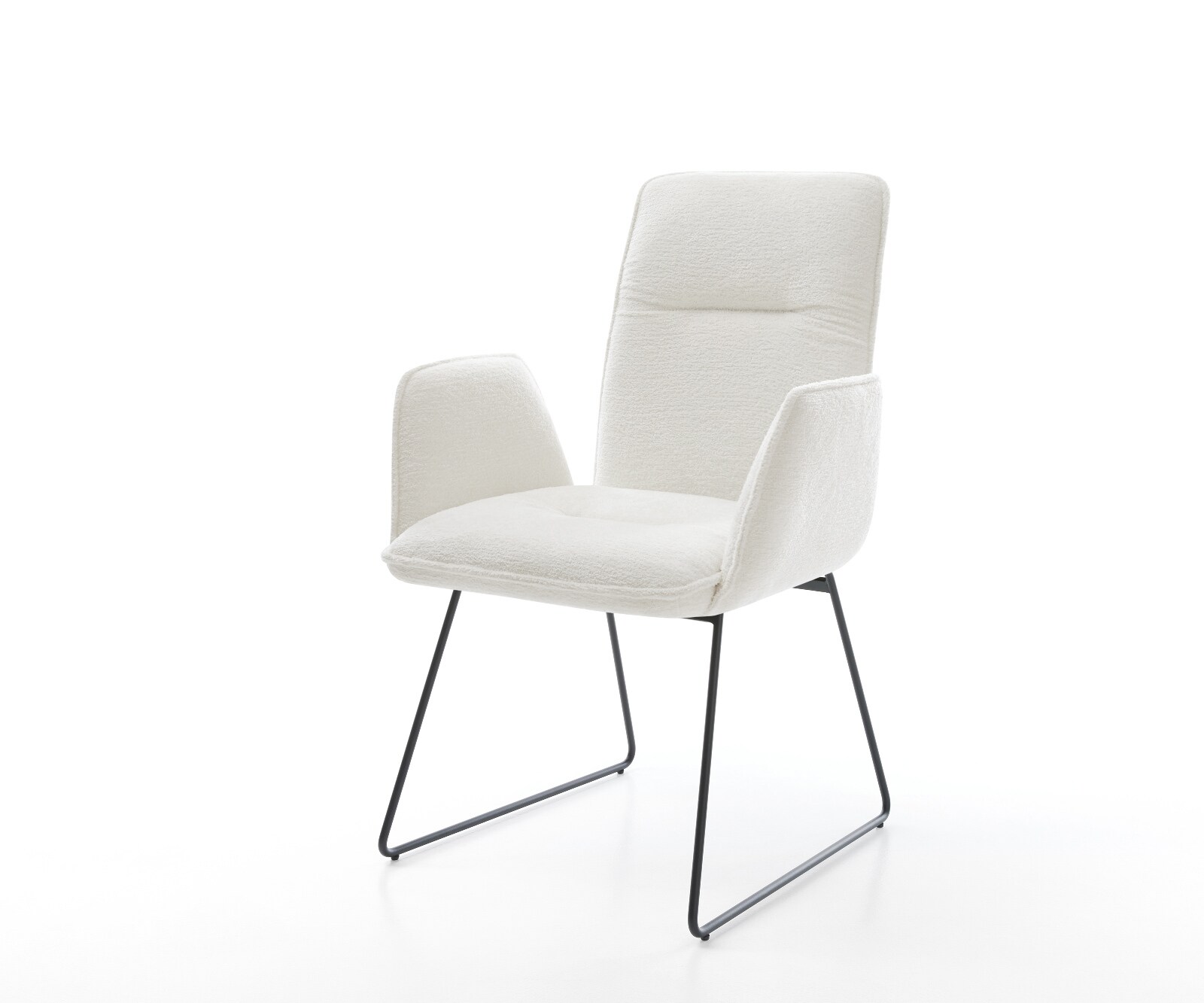 Esszimmerstuhl Vinja-Flex Bouclé Soft Beige Kufengestell Schwarz 1