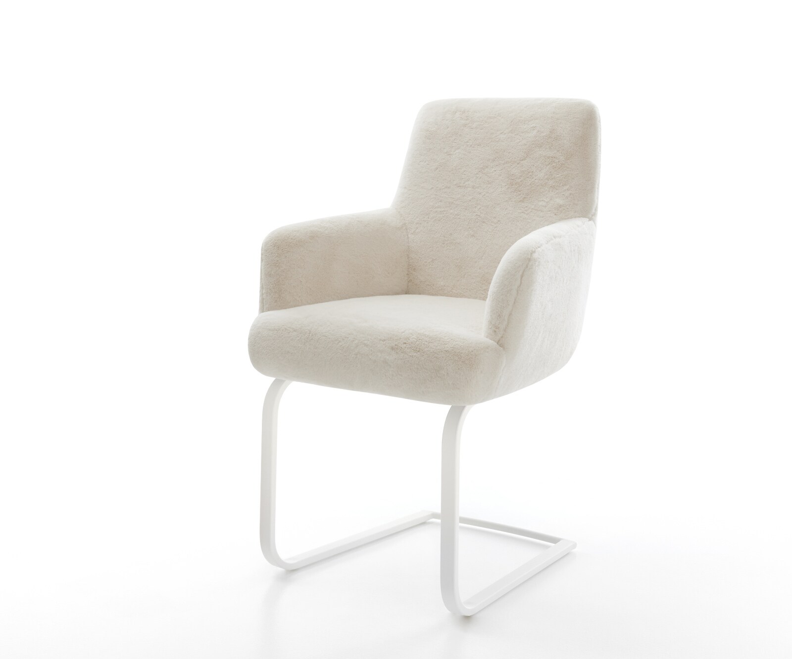 Cantilever Heira-Flex avec accoudoirs peluche crème-blanc pied cantilever plat blanc resorts ensachés 1