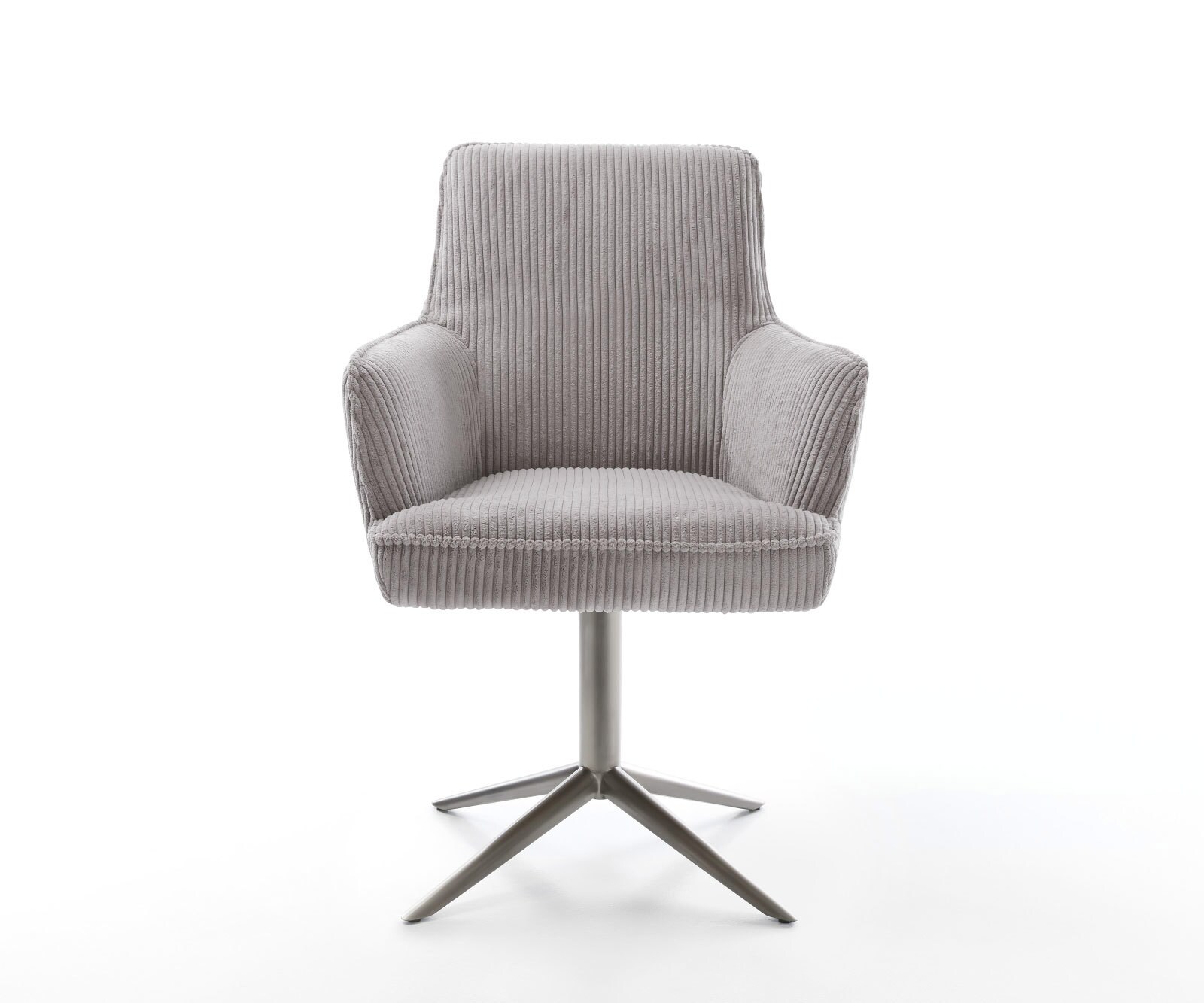 Chaise-pivotante Heira-Flex mit Armlehnen côtelé gris argenté pied de chaise 4 branches grafiete pivotement sur 360° fonction bascule ressorts ensachés 1