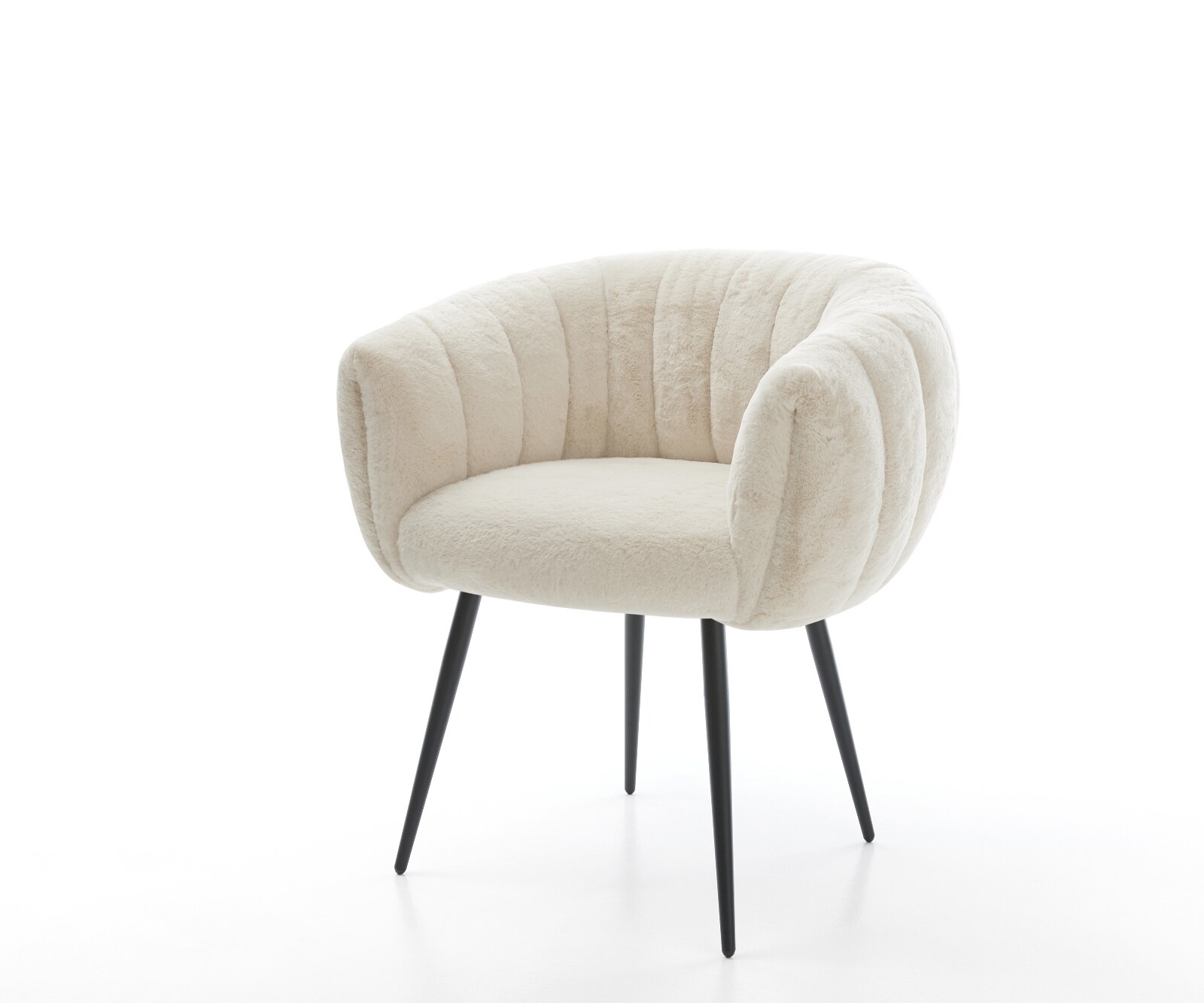 Esszimmerstuhl Jada-Flex Plüsch Creme-Weiß 4-Fuß konisch Schwarz Taschenfederkern 1