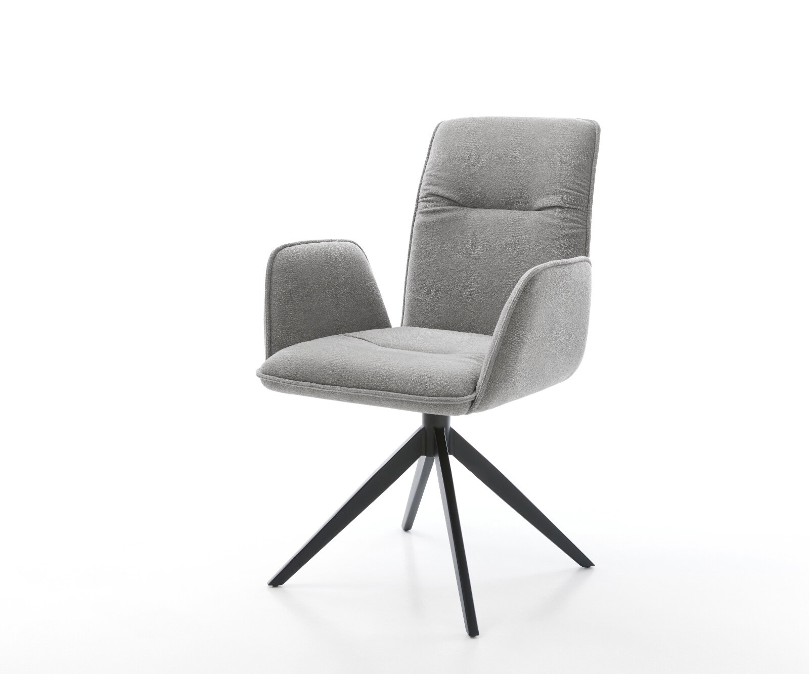 Drehstuhl Vinja-Flex Strukturstoff Soft Grau Kreuzgestell breit Schwarz 360° drehbar Wippfunktion 1