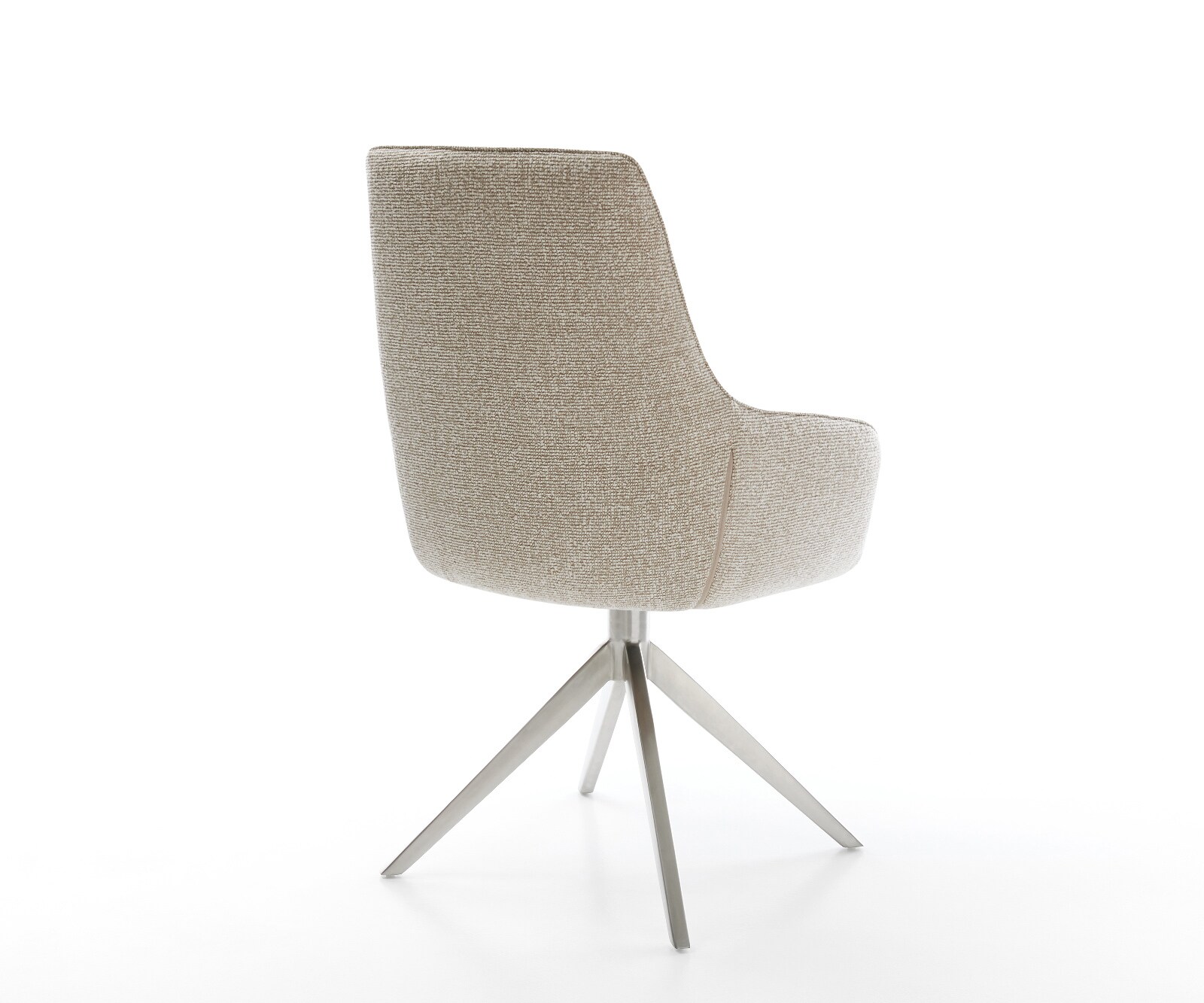 Chaise-pivotante Zelia-Flex avec accoudoirs tissu tissé doux beige pied croisé large acier inoxydable pivotement sur 360° fonction bascule resorts ensachés 4