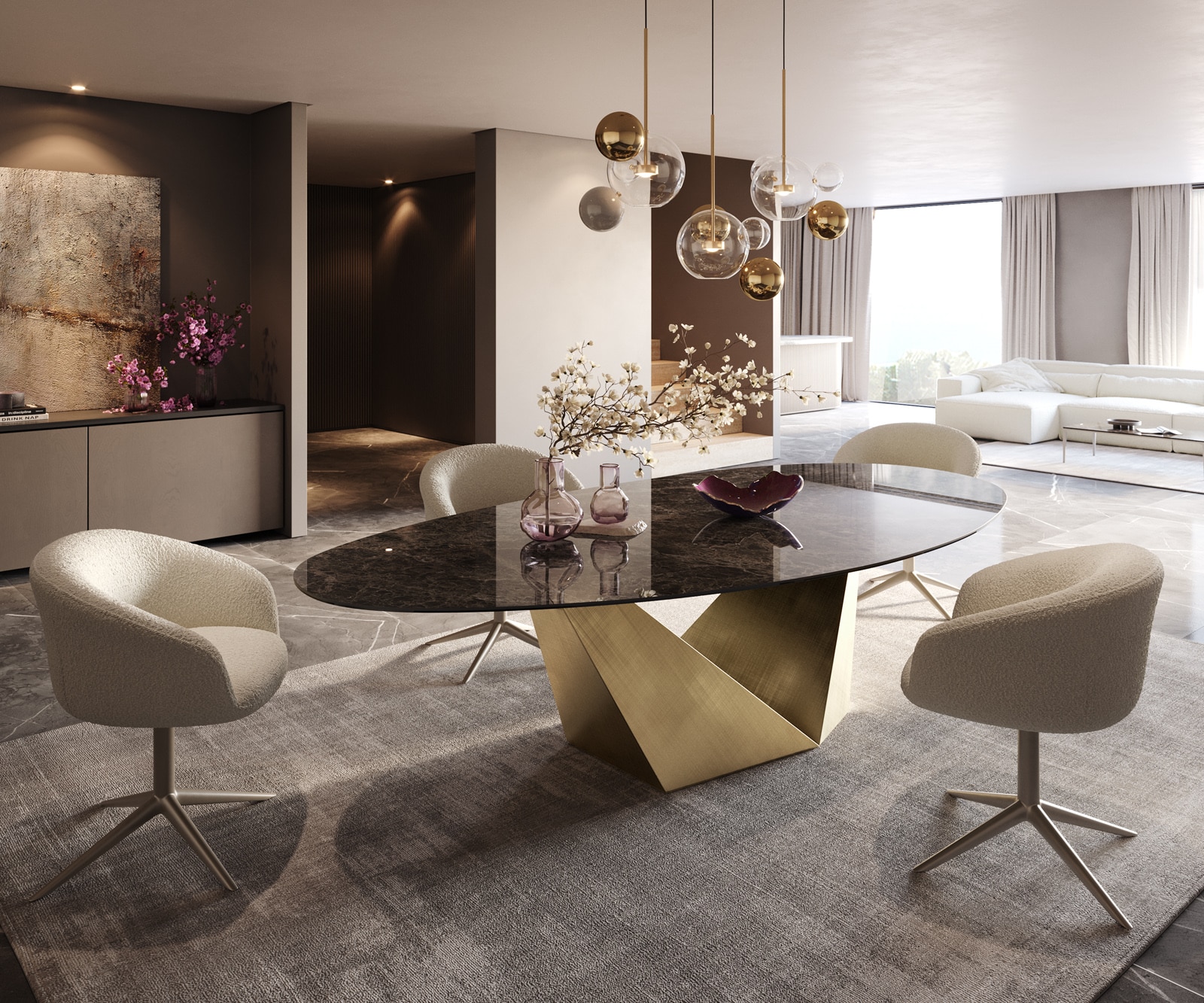 Esstisch Edge Oval 280x130 Keramik Laminam® Emperador Extra Lucidato Dunkelbraun Prisma Metallic Gold 5 Esstisch Edge Oval 280x130 Keramik Laminam® Emperador Extra Lucidato Dunkelbraun Prisma Metallic Gold 5