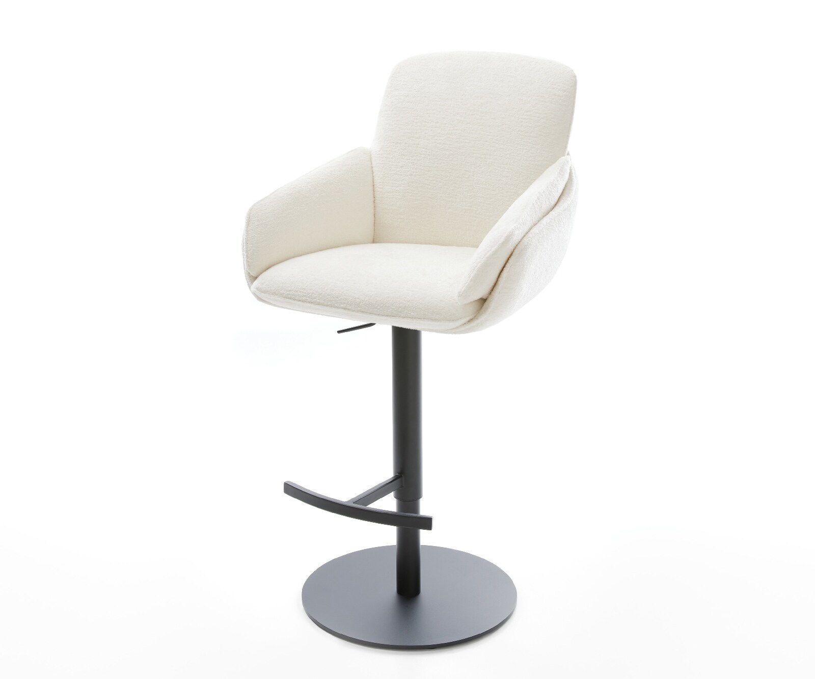 Chaise-de-bar Luan-Flex Bouclé doux Beige Pied pivotant réglable en hauteur Noir Noir 1