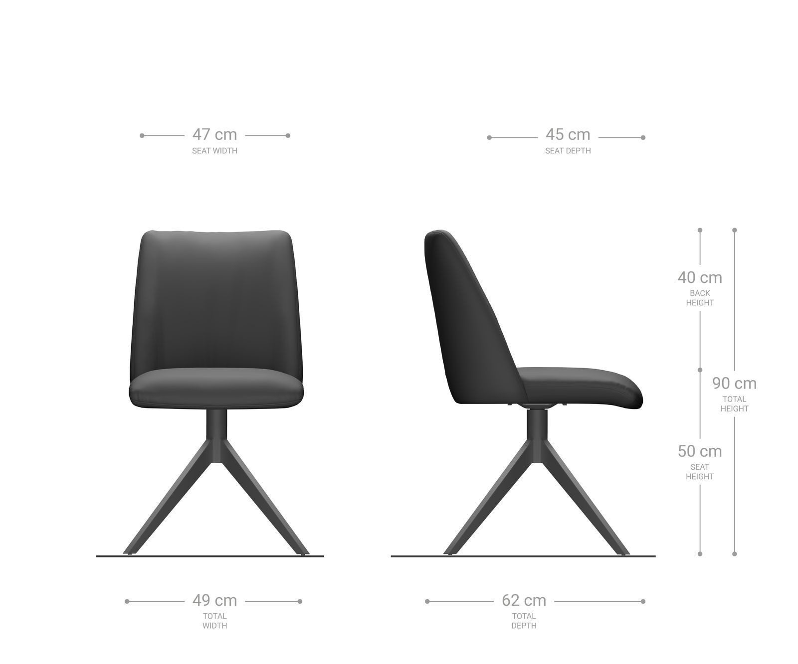 Chaise-pivotante Elso-Flex microvelours anthracite vintage pied croisé large noir pivotement sur 360° ressorts ensachés 5 Chaise-pivotante Elso-Flex microvelours anthracite vintage pied croisé large noir pivotement sur 360° ressorts ensachés 5