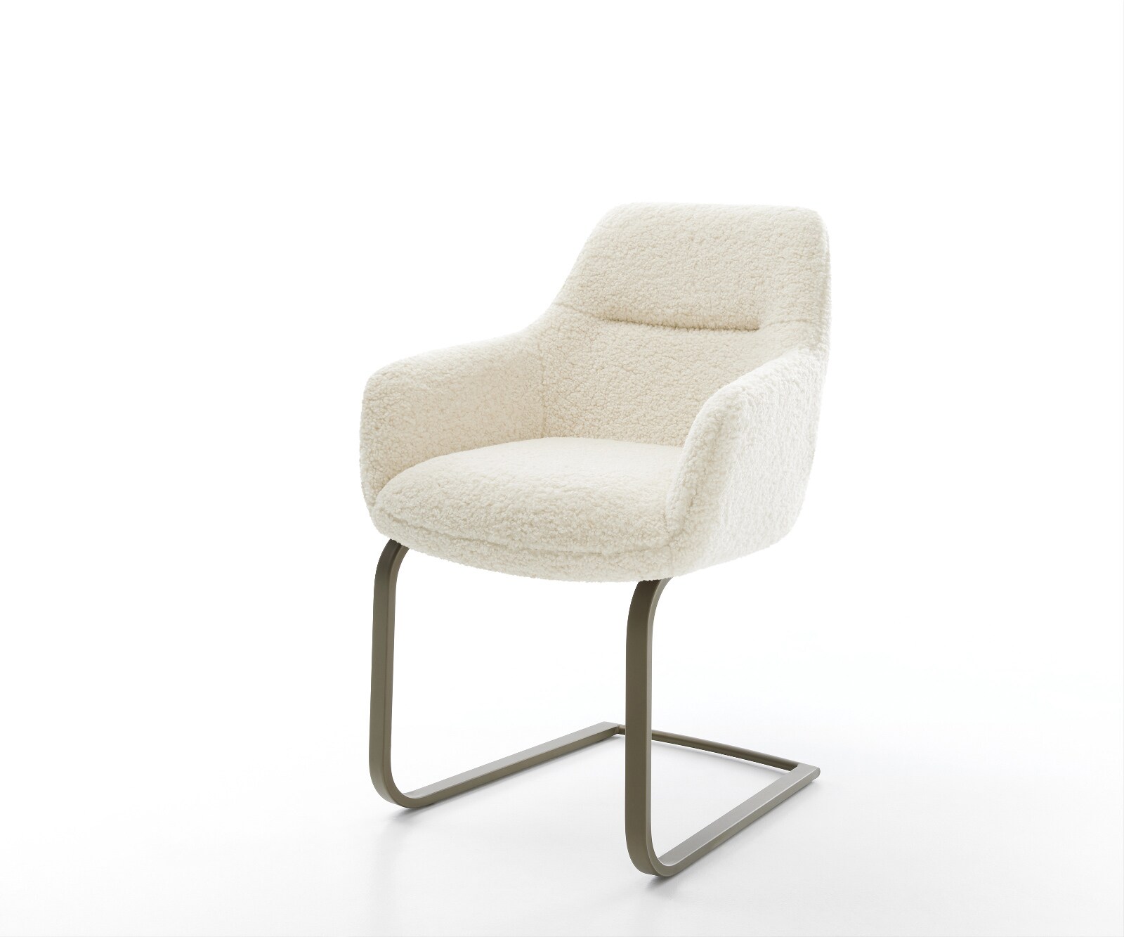 Freischwinger Pejo-Flex Teddystoff Beige Freischwinger flach Effektfinish Titan Taschenfederkern