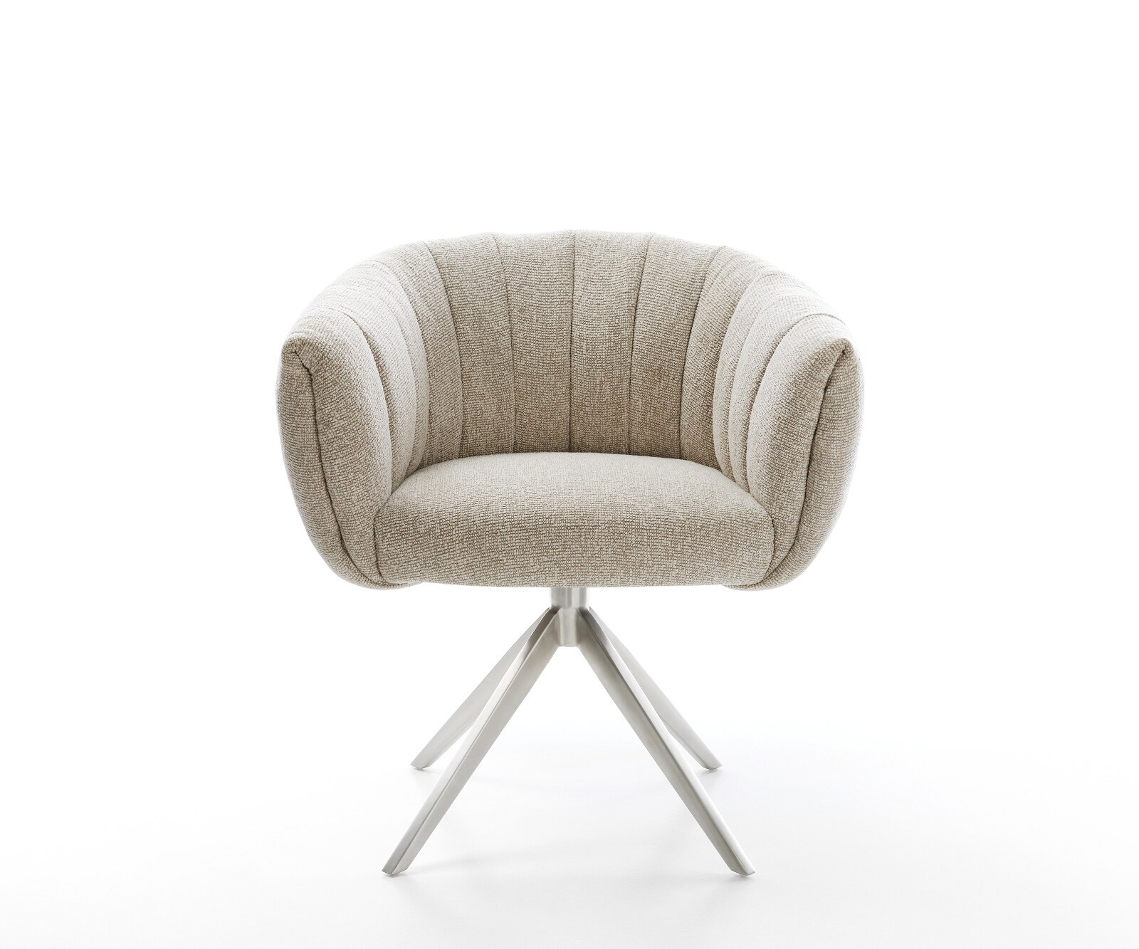 Drehstuhl Jada-Flex Webstoff Soft Beige Kreuzgestell breit Edelstahl 360° drehbar Wippfunktion Taschenfederkern 2