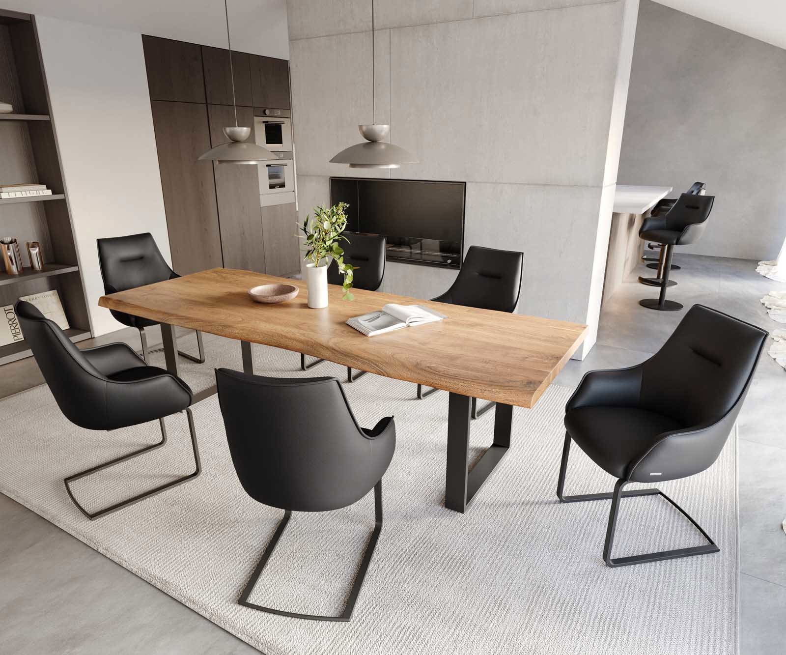 Freischwinger Alja-Flex mit Armlehnen Echt-Leder Schwarz Freischwinger flach Schwarz Taschenfederkern 3 Freischwinger Alja-Flex mit Armlehnen Echt-Leder Schwarz Freischwinger flach Schwarz Taschenfederkern 3