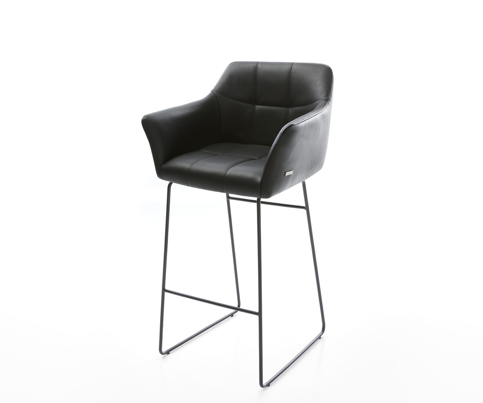 Barstuhl Yulo-Flex Echt-Leder Schwarz Kufengestell Metall Barstuhl Yulo-Flex Echt-Leder Schwarz Kufengestell Metall