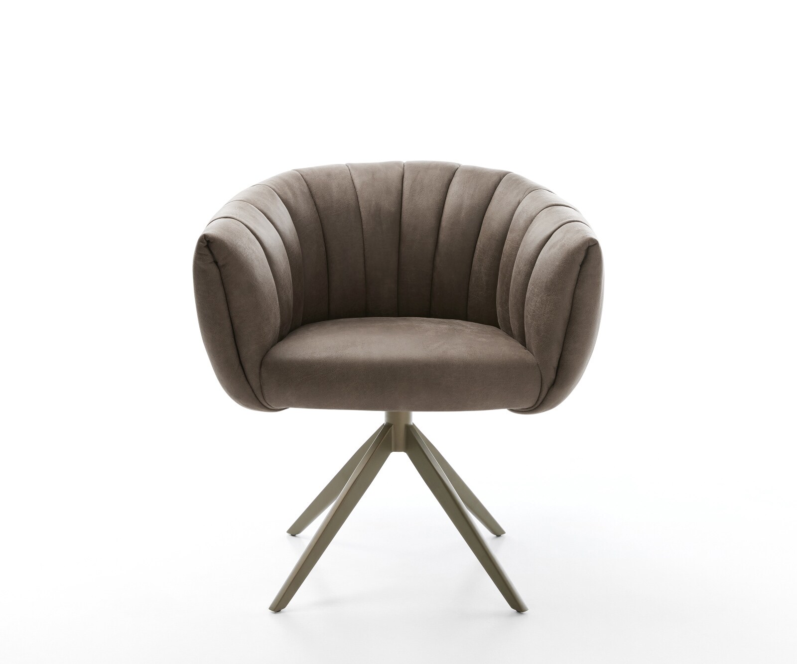 Drehstuhl Jada-Flex Mikrofaser Taupe Vintage Kreuzgestell breit Effektfinish Titan 360° drehbar Wippfunktion Taschenfederkern 2