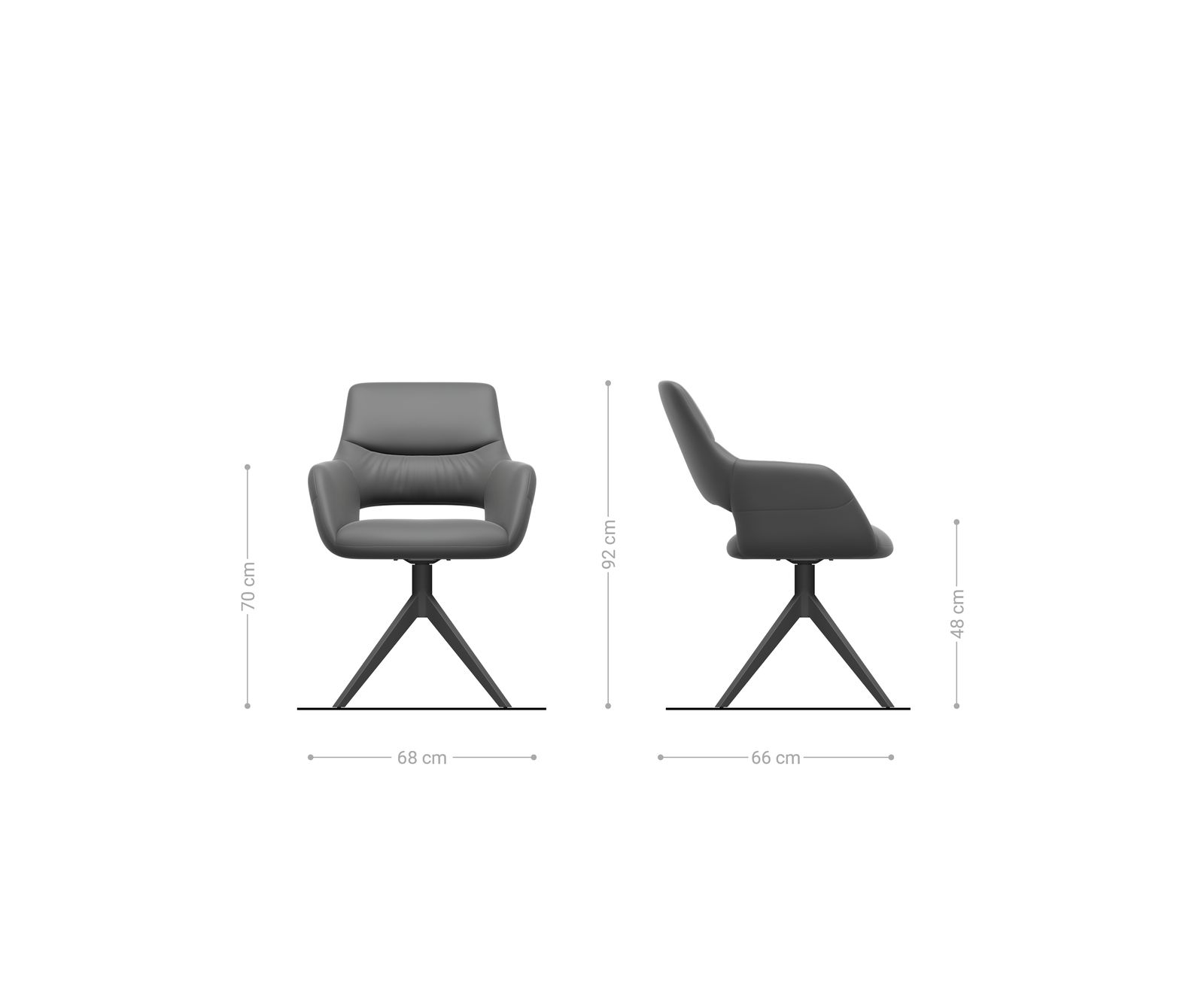 Chaise-pivotante Yago-Flex XL avec accoudoirs bouclé blanc cadre croisé large noir pivote sur 360° 8