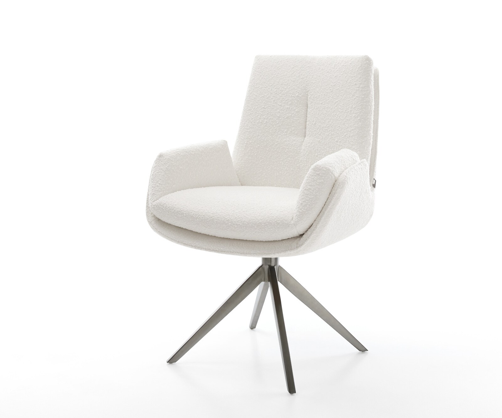 Drehstuhl Clea-Flex Bouclé Creme-Weiß Kreuzgestell breit Graphit 360° drehbar Wippfunktion 1