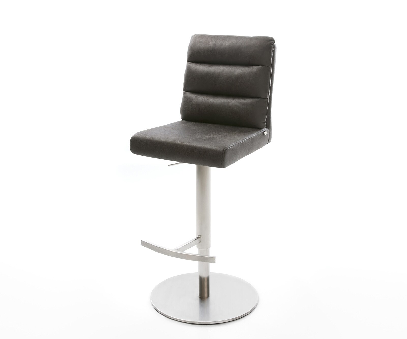 Chaise-de-bar Pela-Flex vintage anthracite base tournante réglable en haut acier inoxydable