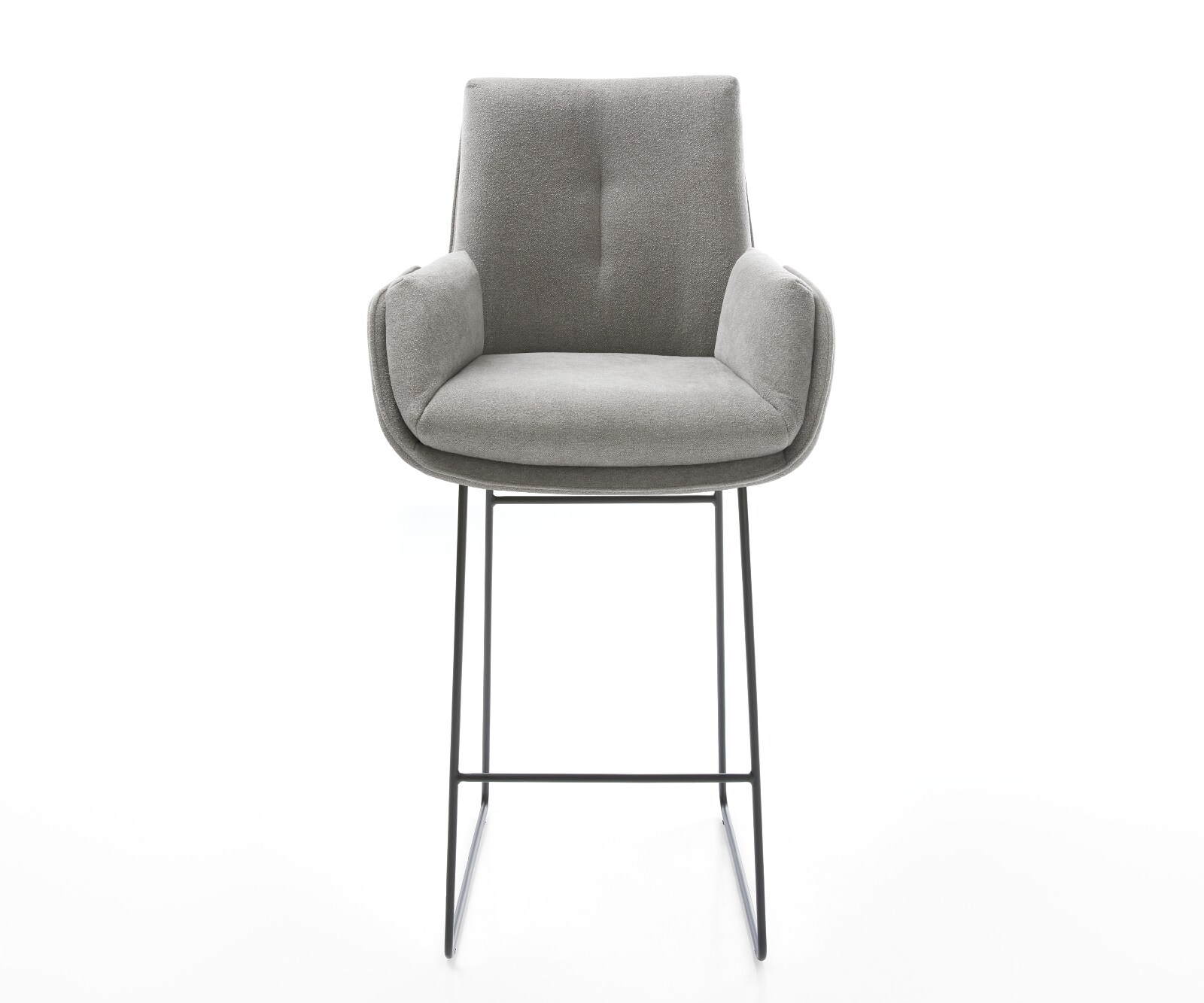 Chaise-de-bar Clea-Flex, tissu structuré gris clair, piètement luge en métal, assise à ressorts ensachés 2