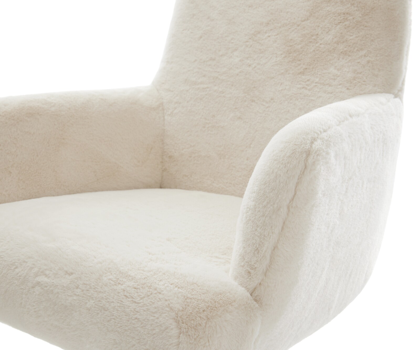 Chaise-de-salle-à-manger Heira-Flex avec accoudoirs peluche crème-blanc 4 pieds coniques acier inoxydable resorts ensachés 4