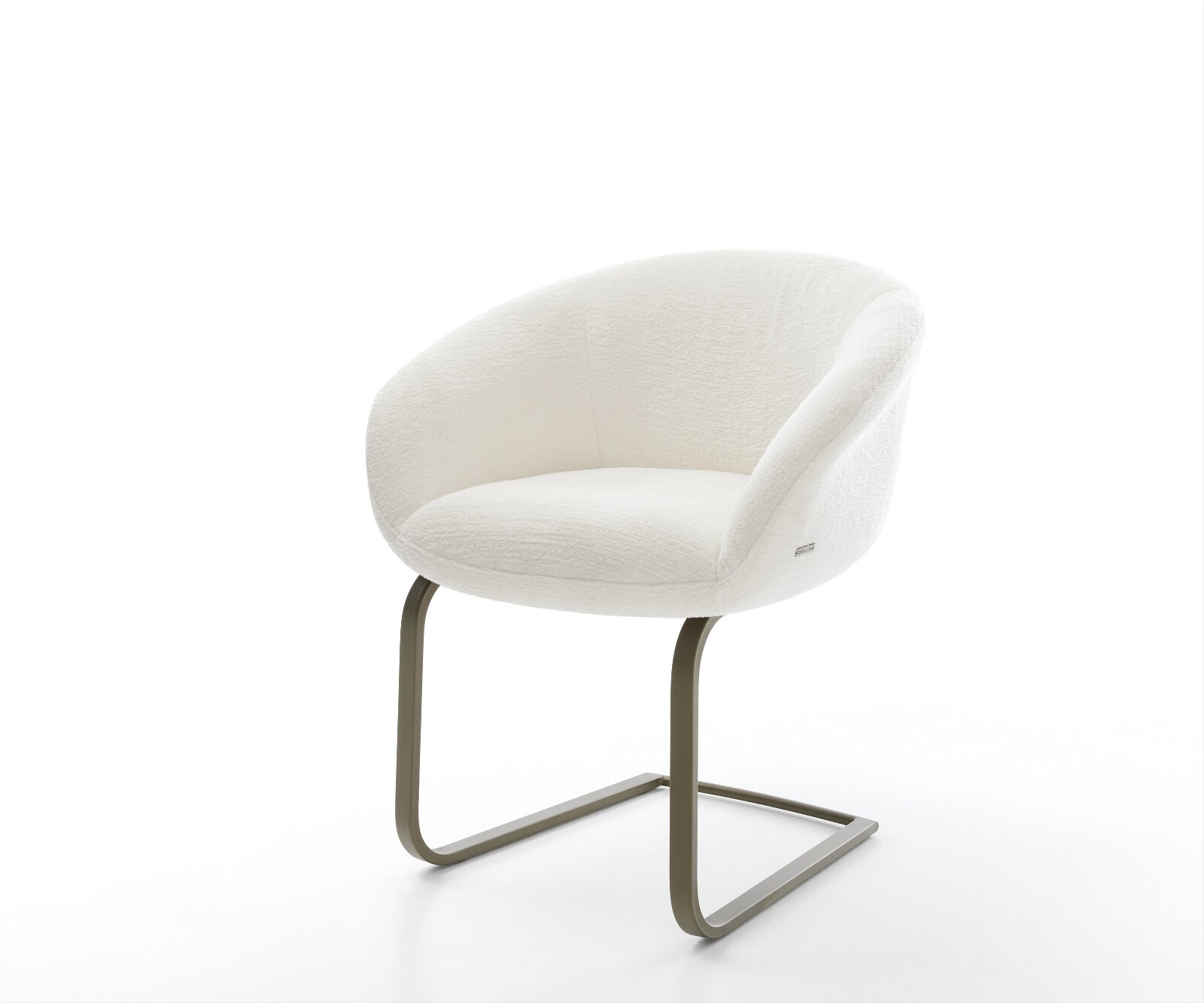 Freischwinger Vinka-Flex mit Armlehnen Bouclé Soft Beige Freischwinger flach Effektfinish Titan Taschenfederkern