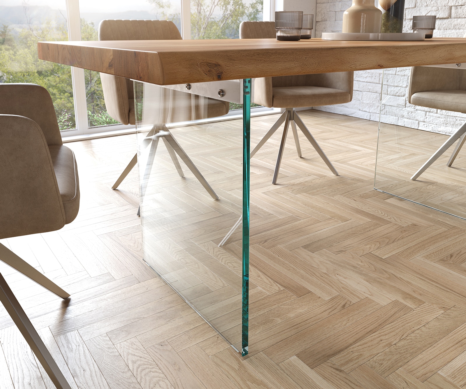 Esstisch Edge 180x90 XL Akazie Natur Glas Live-Edge 5 Esstisch Edge 180x90 XL Akazie Natur Glas Live-Edge 5