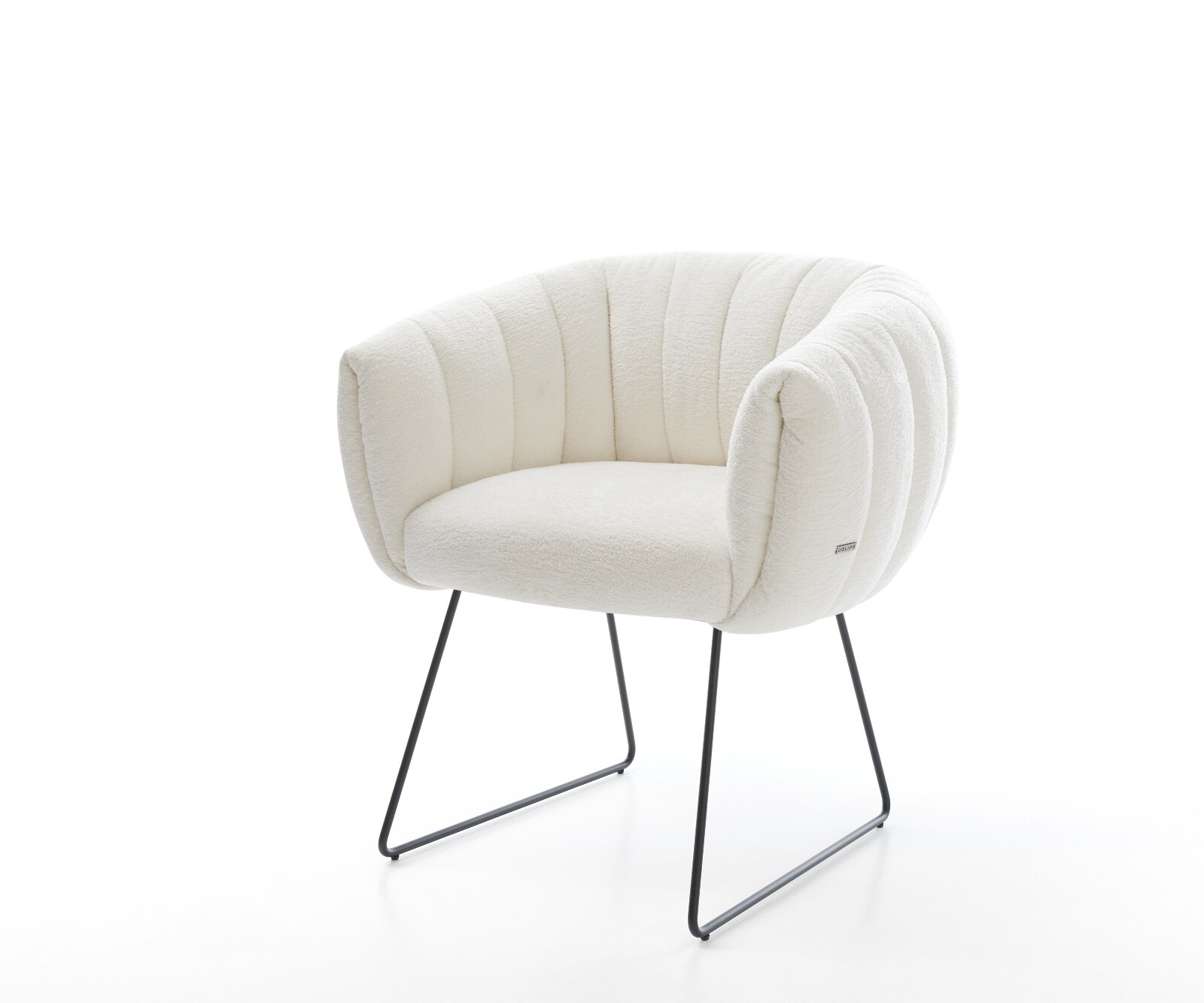 Esszimmerstuhl Jada-Flex Bouclé Soft Beige Kufengestell Schwarz Taschenfederkern 1