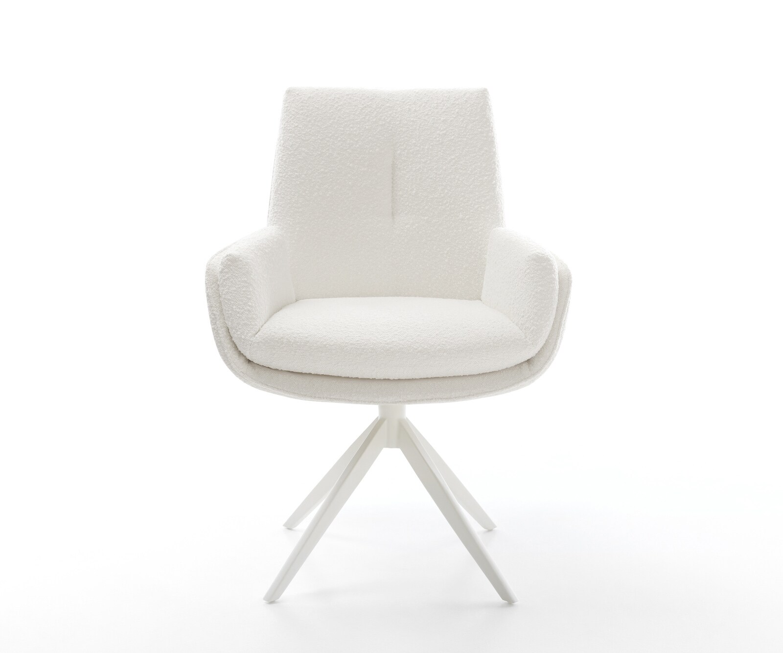 Drehstuhl Clea-Flex Bouclé Creme-Weiß Kreuzgestell breit Weiß 360° drehbar Wippfunktion 3
