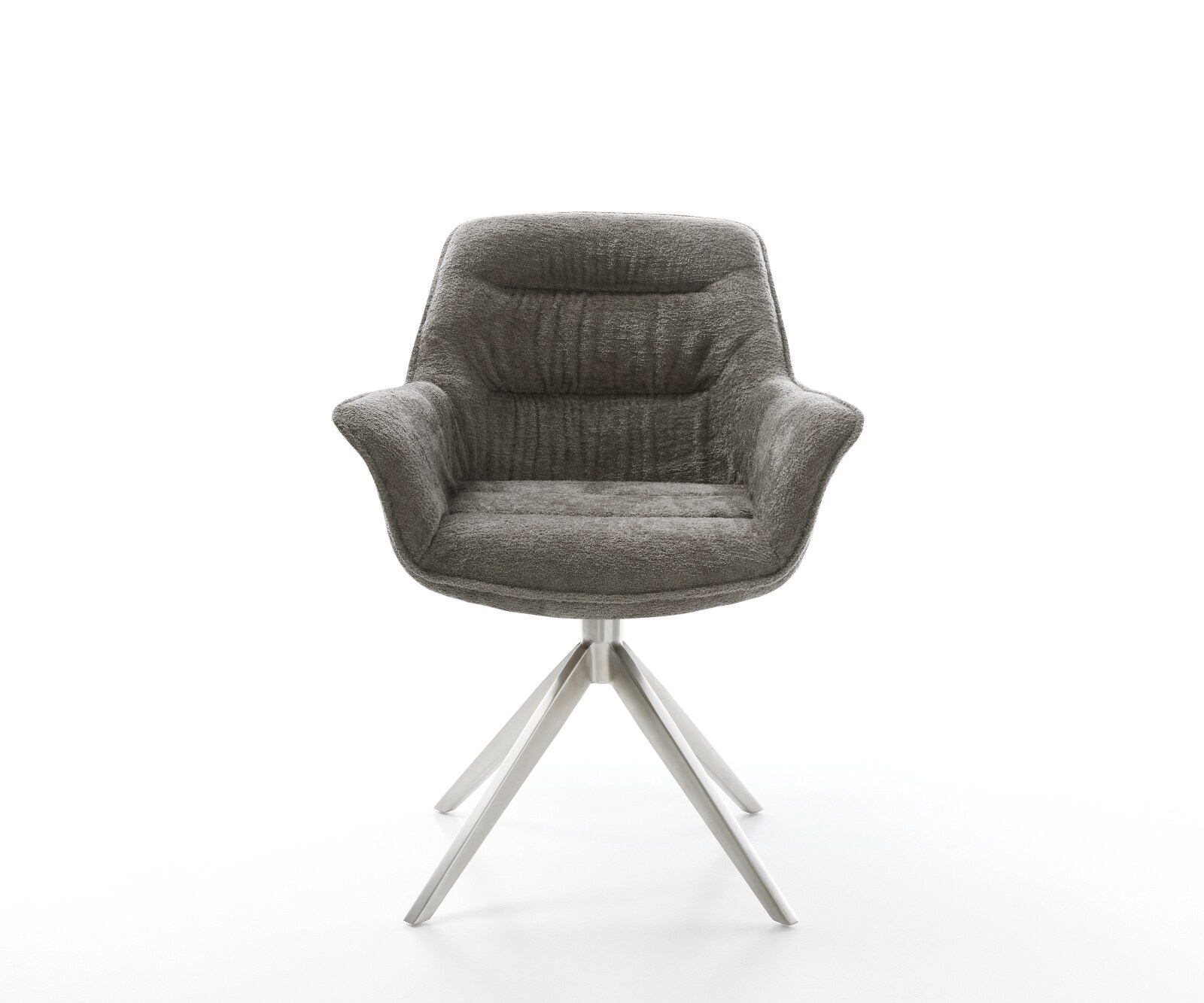 Drehstuhl Kaira-Flex Bouclé Soft Schlamm Kreuzgestell breit Edelstahl 360° drehbar Wippfunktion 2