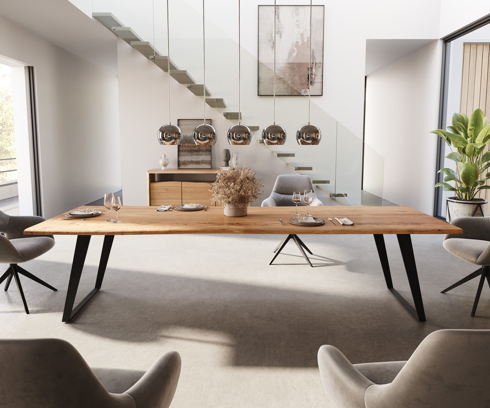 Esstisch Edge 300x100 Akazie Natur Metall Schräg Live-Edge 1 Esstisch Edge 300x100 Akazie Natur Metall Schräg Live-Edge 1