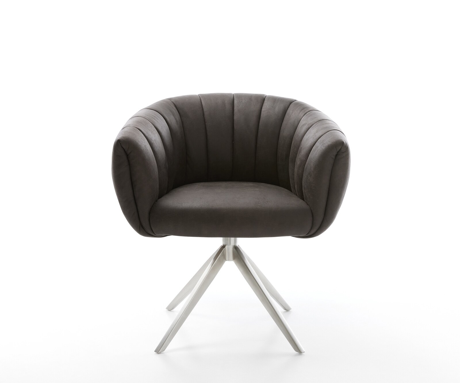 Drehstuhl Jada-Flex Mikrofaser Anthrazit Vintage Kreuzgestell breit Edelstahl 360° drehbar Wippfunktion Taschenfederkern 2