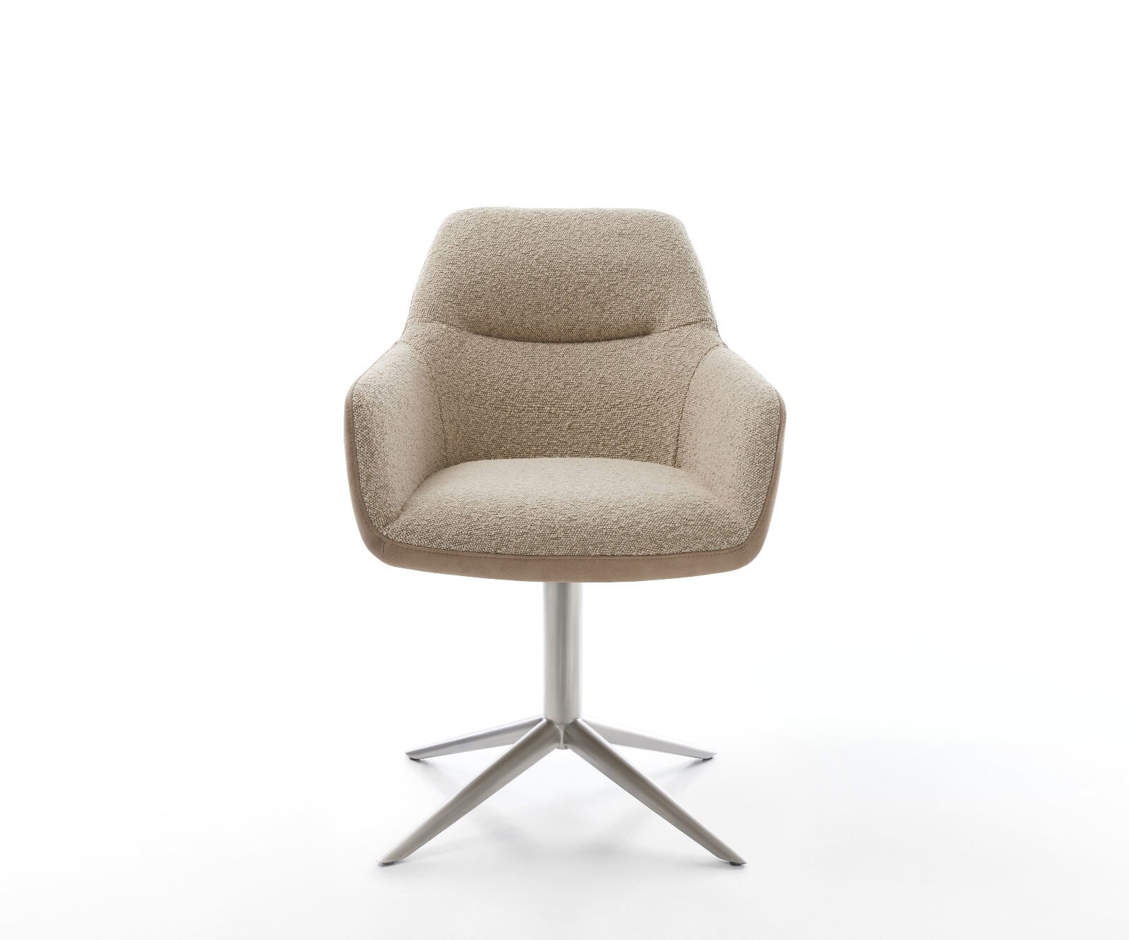 Chaise-pivotante Pejo-Flex tissu mixte couleur boue pied de chaise 4 branches acier inoxydable brossé pivotement sur 360° fonction bascule ressorts ensachés 1