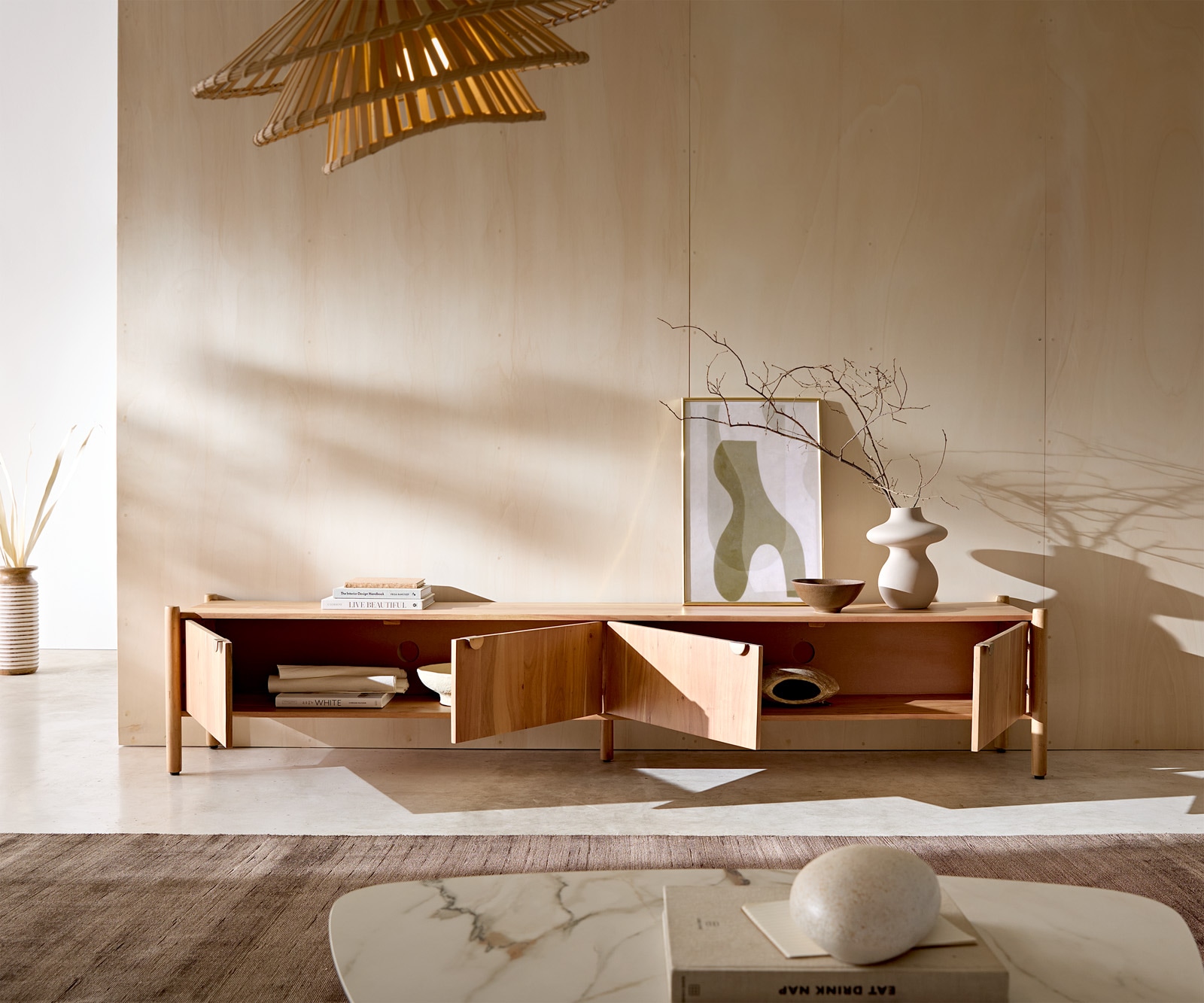 Lowboard Caius 240 cm Akazie Aura 4 Türen 3 Lowboard Caius 240 cm Akazie Aura 4 Türen 3