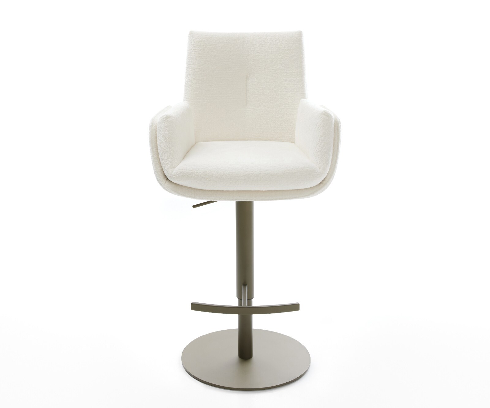 Chaise-de-bar Clea-Flex Bouclé doux Beige Pied pivotant réglable en hauteur couleur titane Couleur titane 2