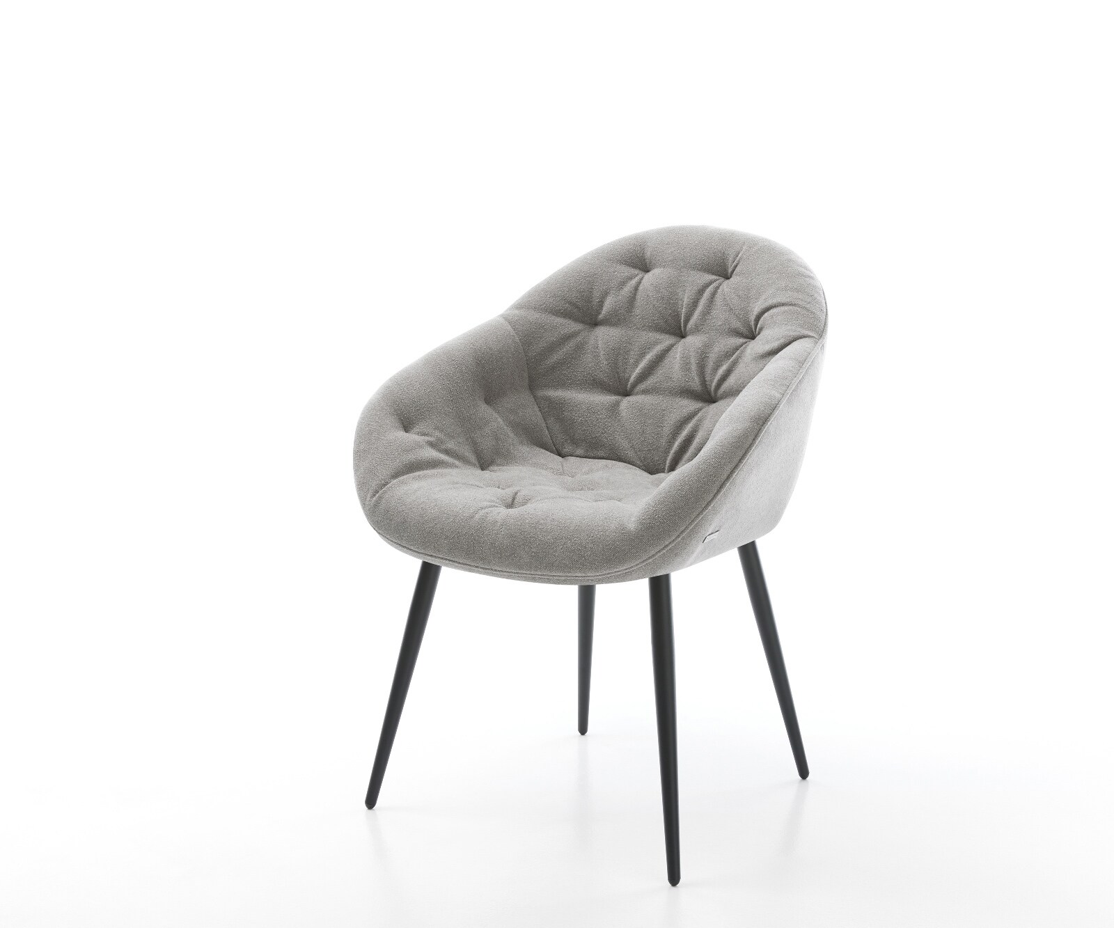 Chaise-de-salle-à-manger Gaio-Flex tissu structuré doux gris 4 pieds coniques noir 1