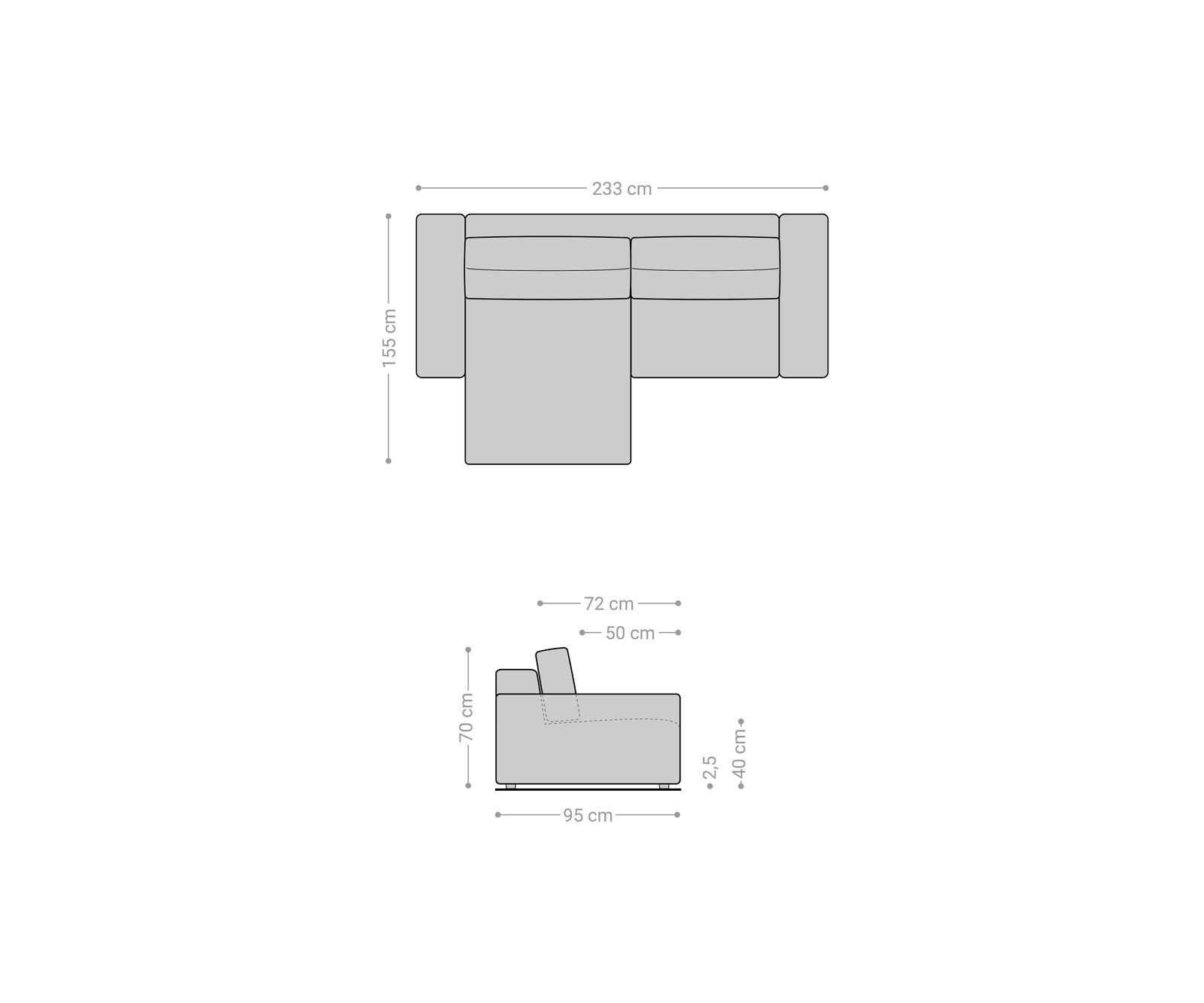 Canapé d'angle Lanzo L 260x160 cm Bouclee Crème-Blanc Recamière variable 5