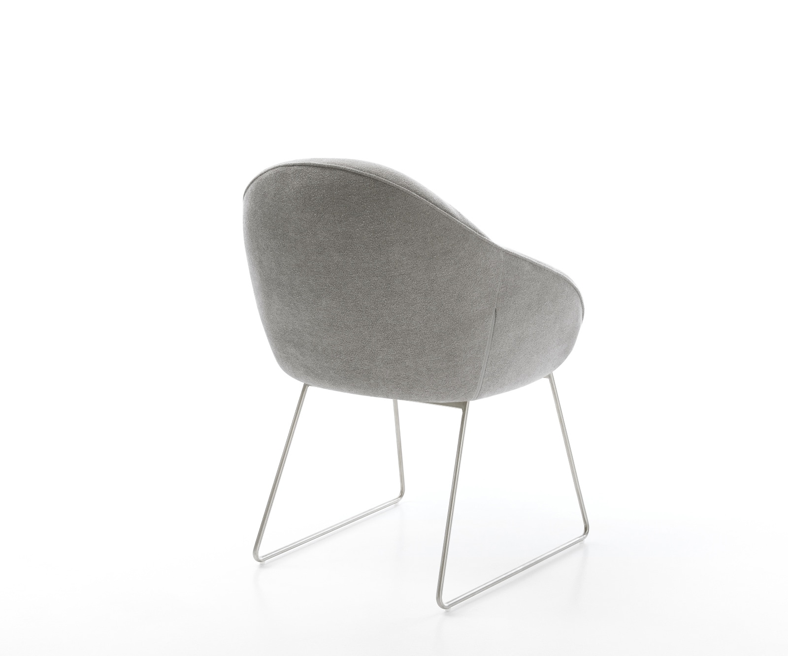 Chaise-de-salle-à-manger Gaio-Flex tissu structuré doux gris pied trapèze acier inoxydable 5