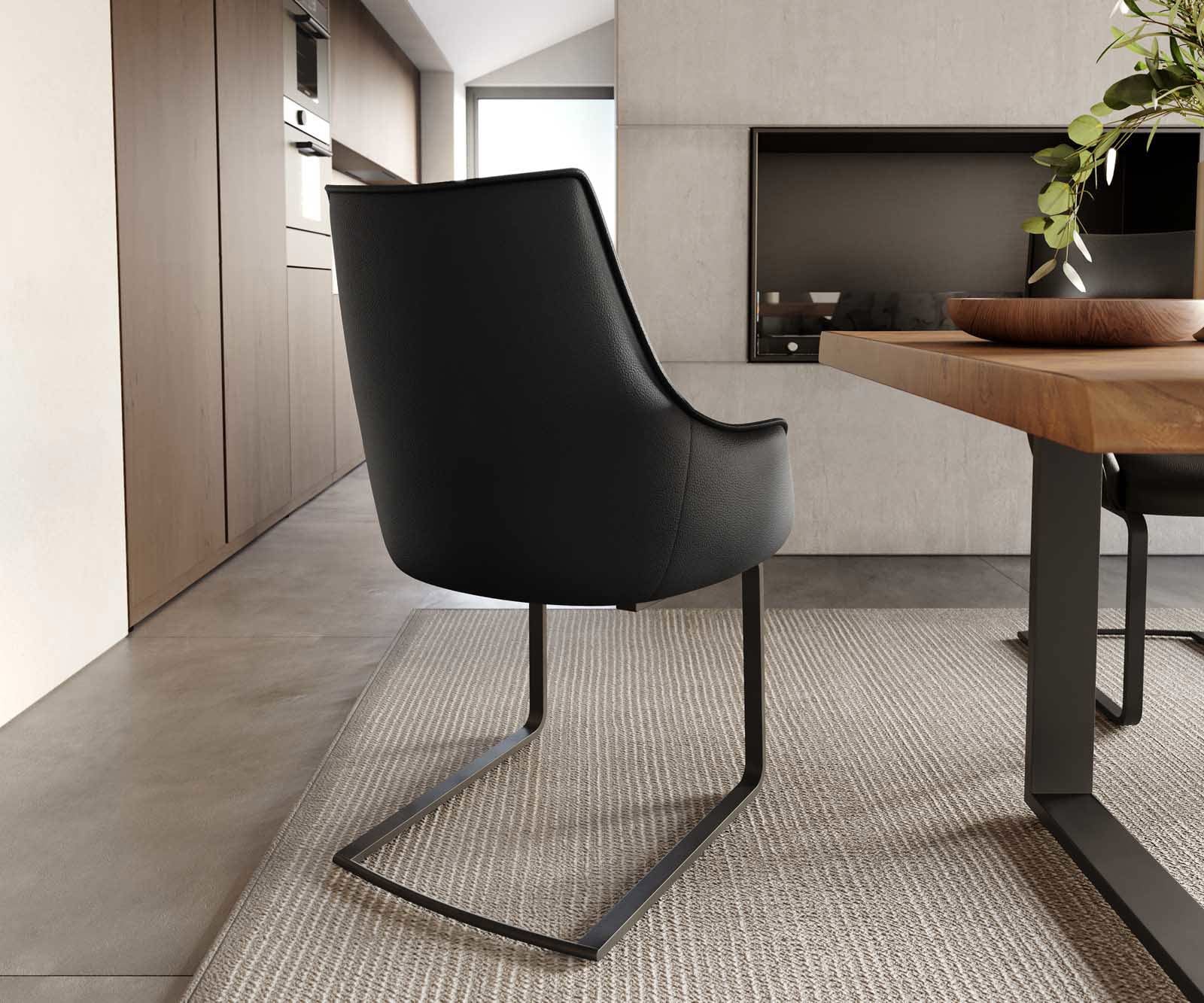 Freischwinger Alja-Flex mit Armlehnen Echt-Leder Schwarz Freischwinger flach Schwarz Taschenfederkern 4 Freischwinger Alja-Flex mit Armlehnen Echt-Leder Schwarz Freischwinger flach Schwarz Taschenfederkern 4