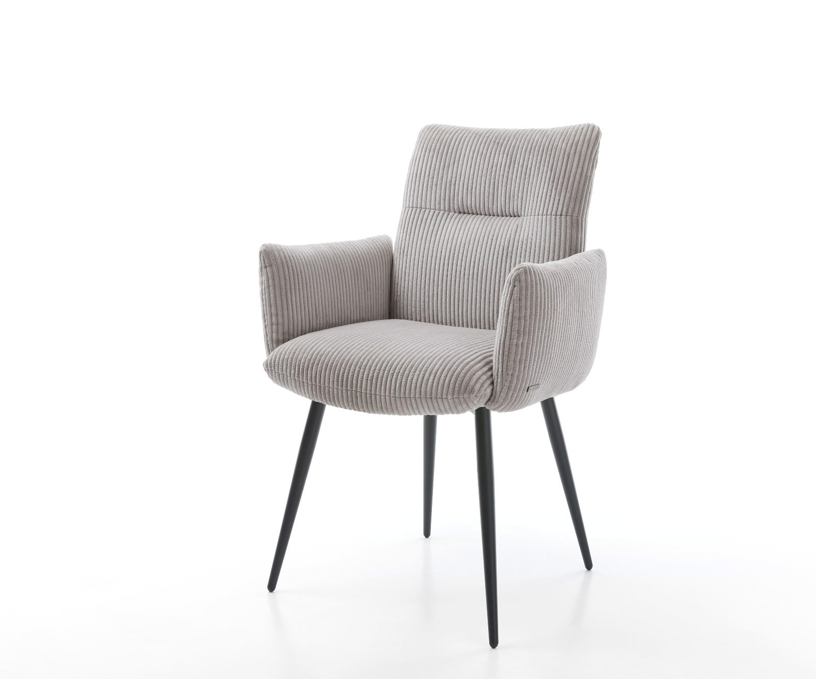 Esszimmerstuhl Jova-Flex mit Armlehnen Cord Silbergrau 4-Fuß konisch Schwarz Taschenfederkern 1
