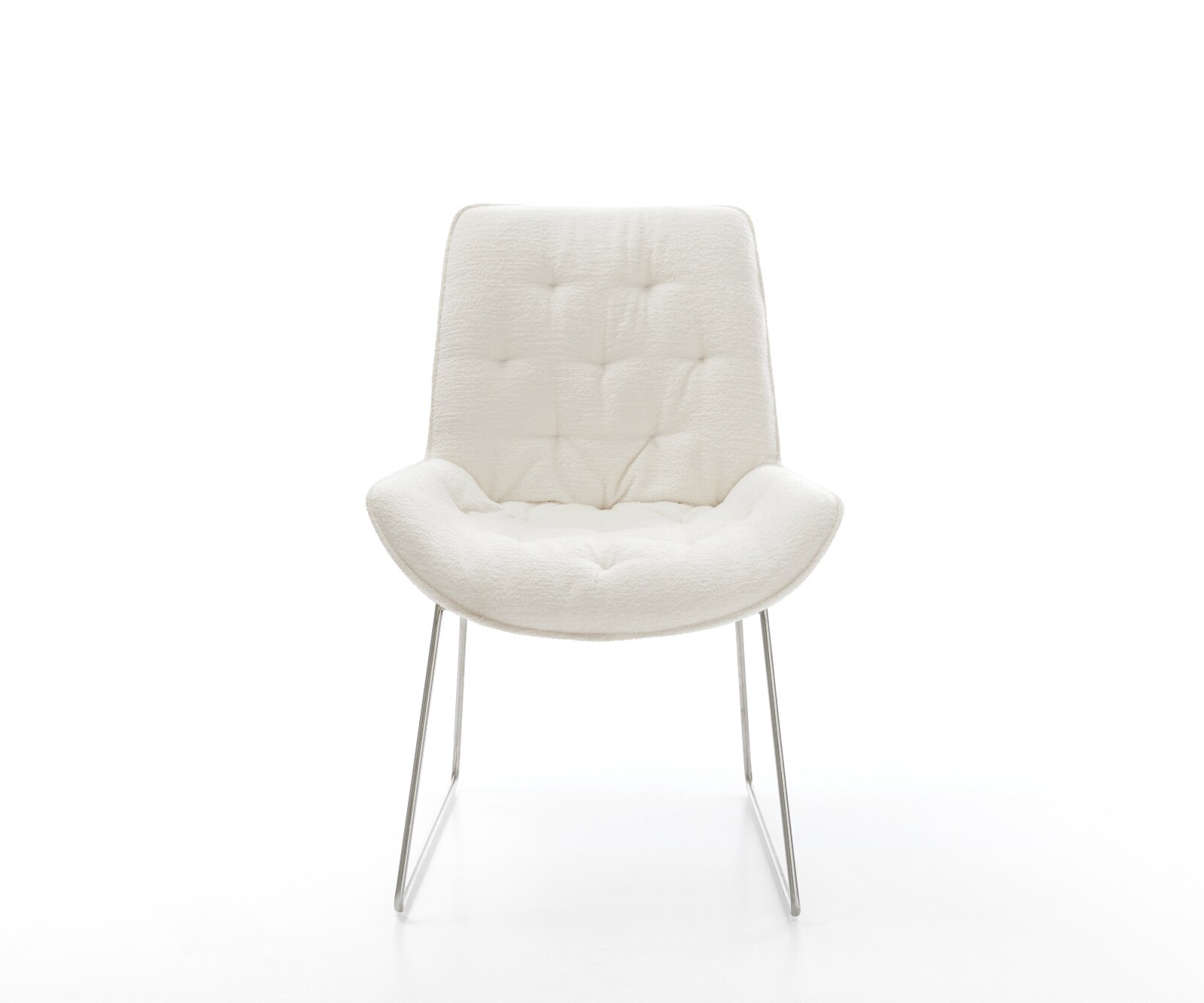 Esszimmerstuhl Taimi-Flex Bouclé Soft Beige Kufengestell Edelstahl 2