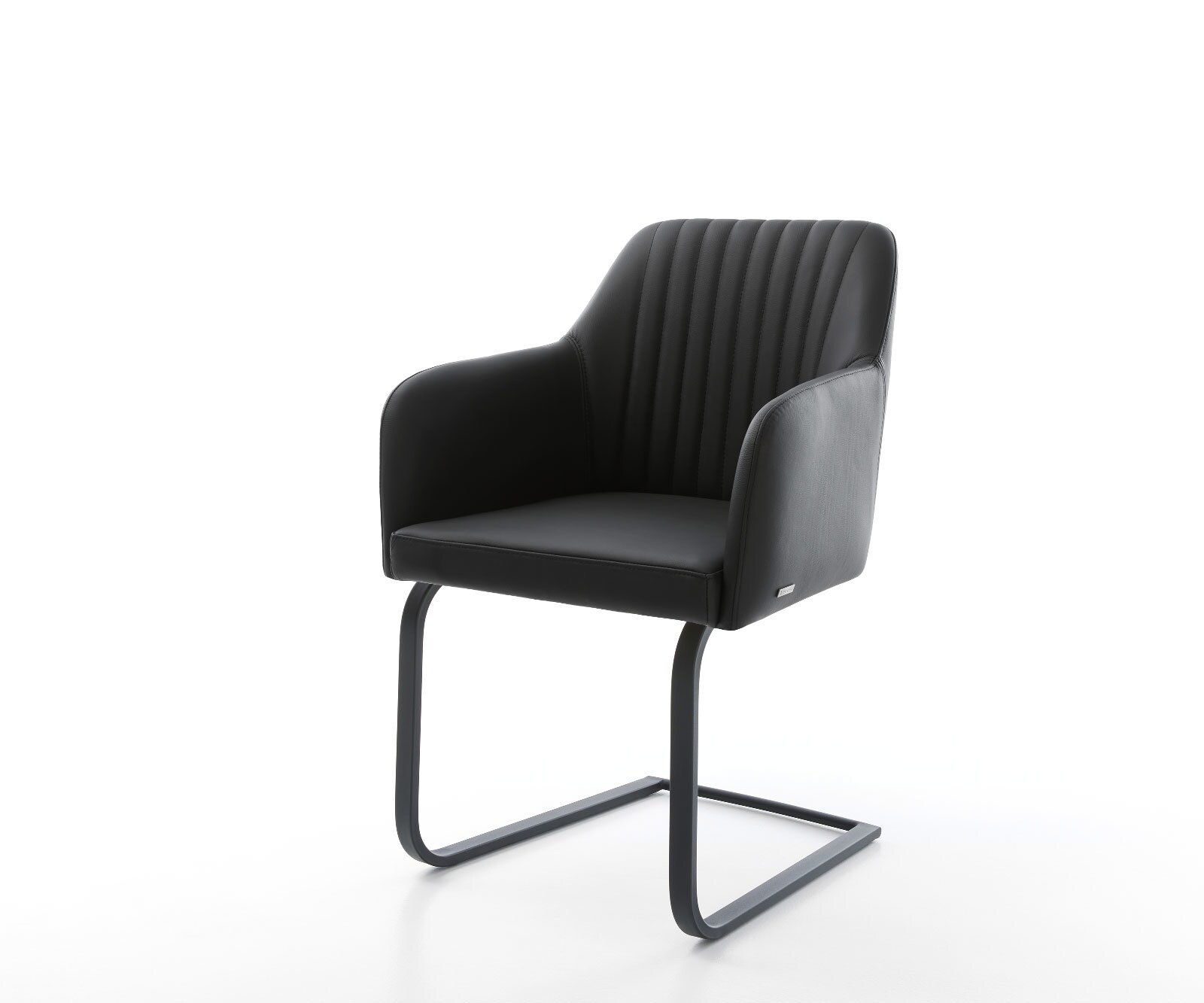Schwingstuhl Greg-Flex Echt-Leder Schwarz Freischwinger flach Schwarz
