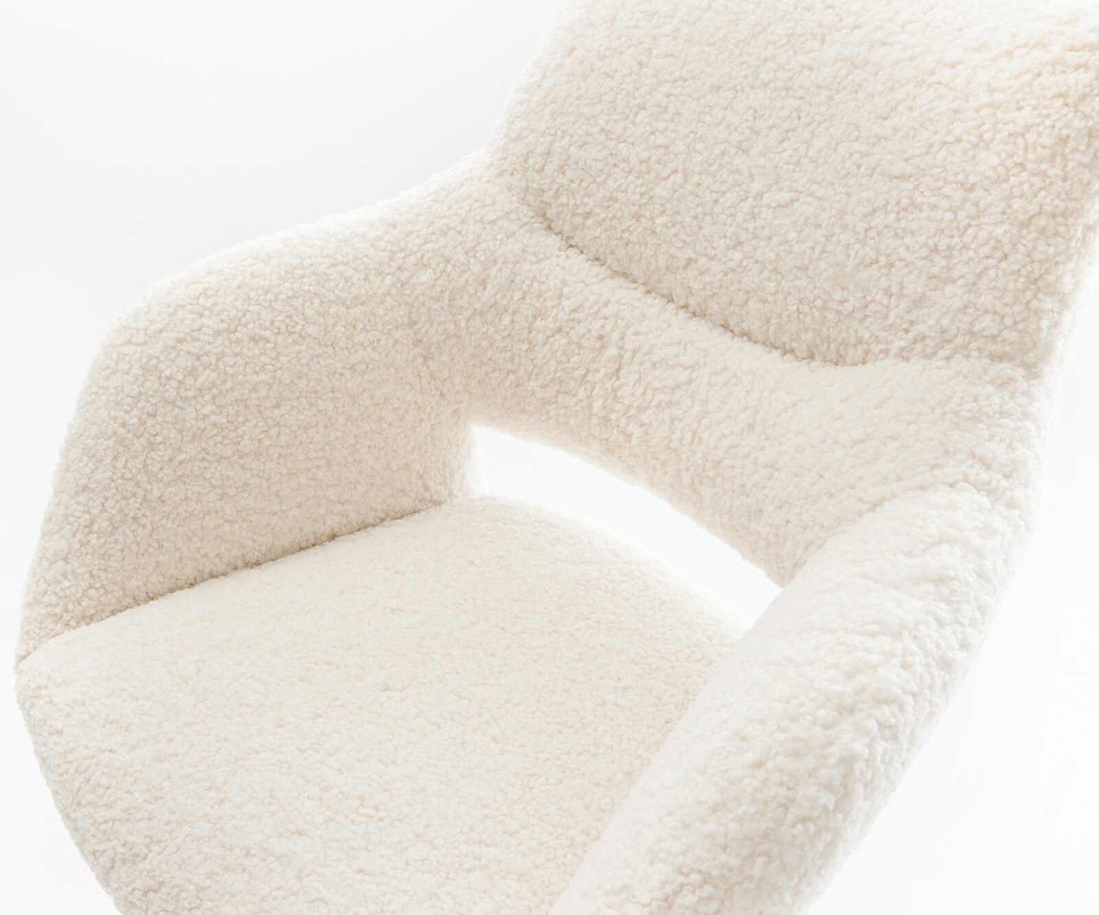 Barstuhl Yago-Flex Teddystoff Beige Drehfuß höhenverstellbar Metall Titanfarben Taschenfederkern 4