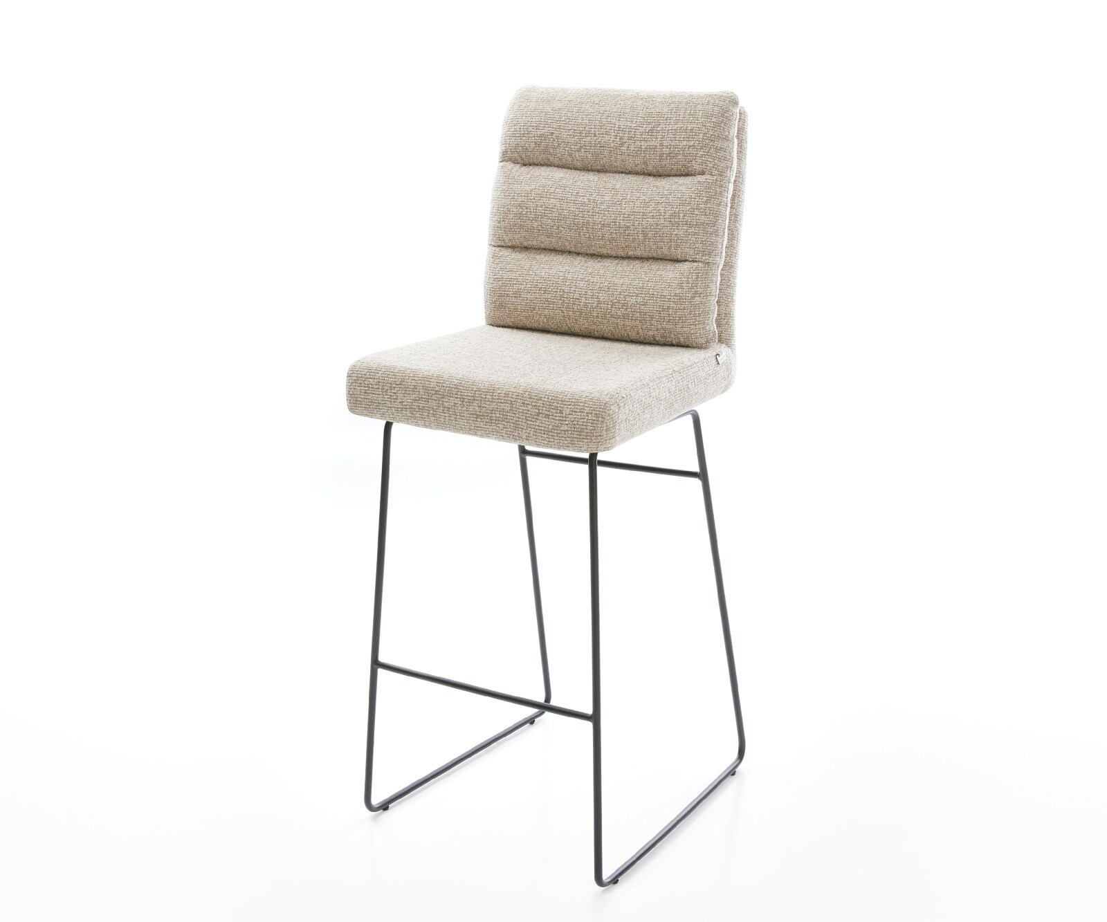 Barstuhl Pela-Flex Webstoff Soft Beige Kufengestell Metall Schwarz 1