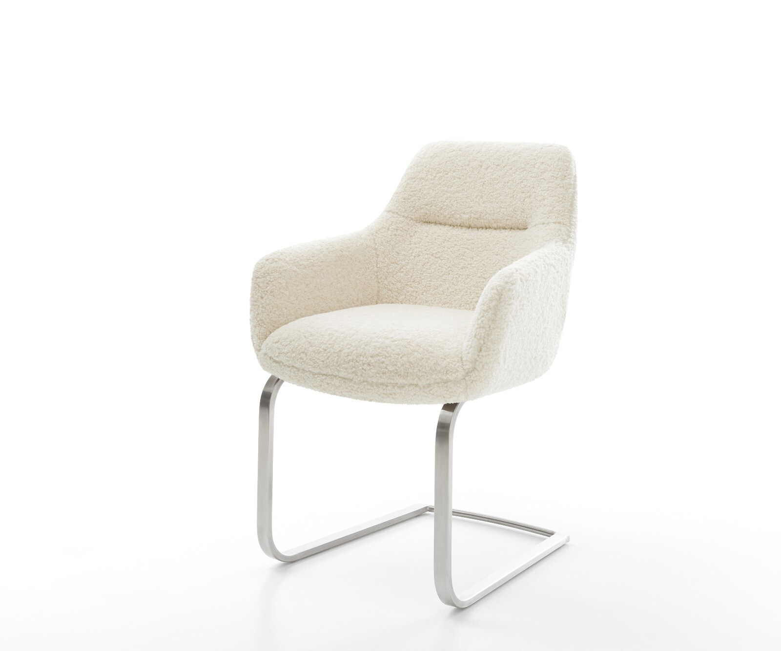 Freischwinger Pejo-Flex Teddystoff Beige Freischwinger flach Edelstahl Taschenfederkern