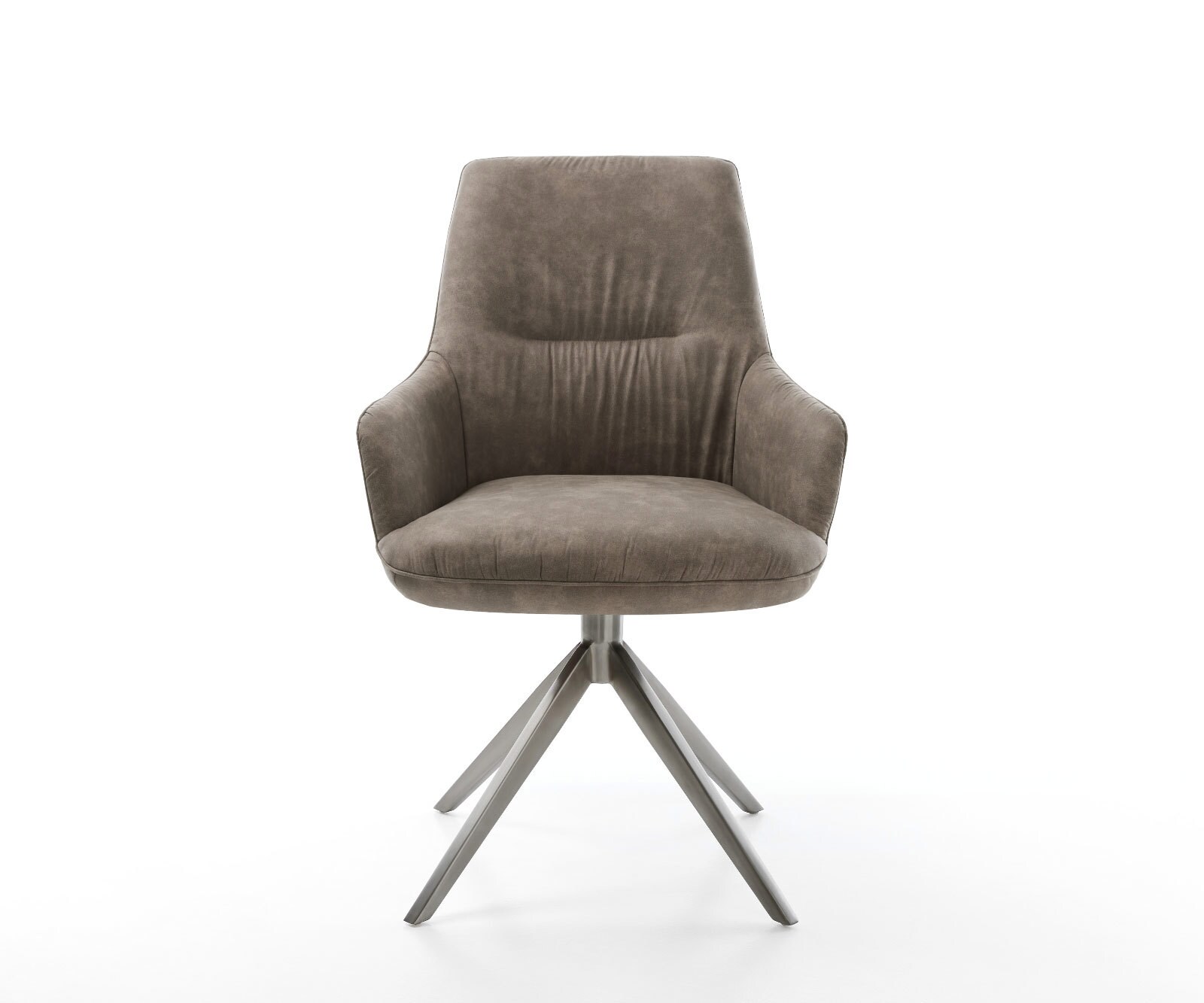 Chaise-pivotante Zelia-Flex mit Armlehnen microvelours taupe vintage pied croisé large grafiete pivotement sur 360° fonction bascule ressorts ensachés 1