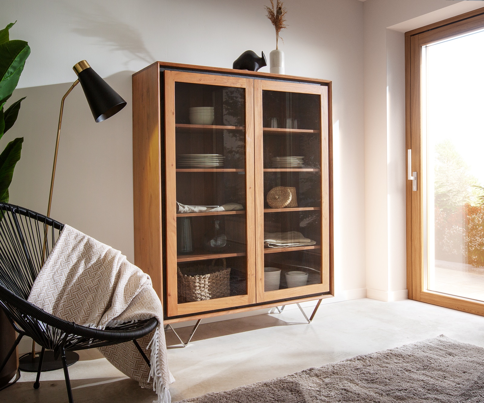 Vitrine Stonegrace Akazie Massivholz Steinfurnier  3 Vitrine Stonegrace Akazie Massivholz Steinfurnier  3