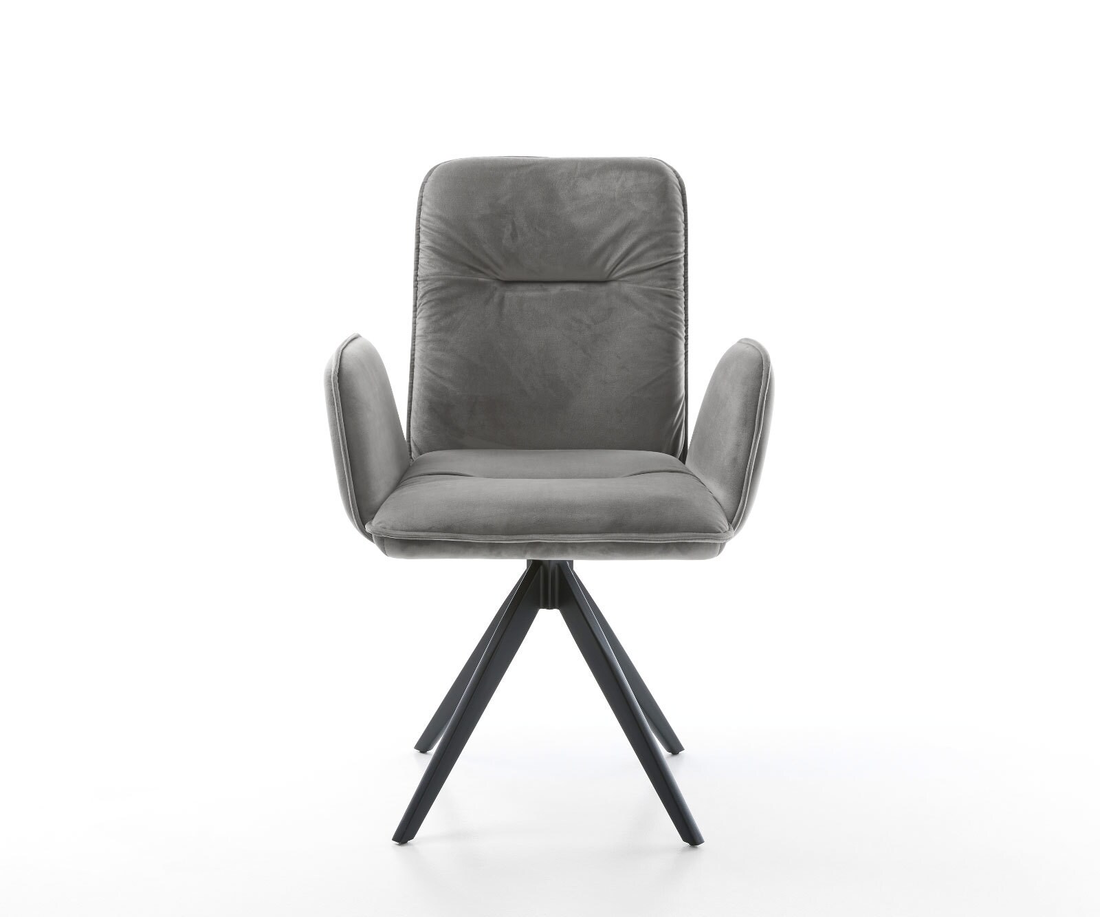 Esszimmerstuhl Vinja-Flex Samt Grau Kreuzgestell kantig Schwarz 2