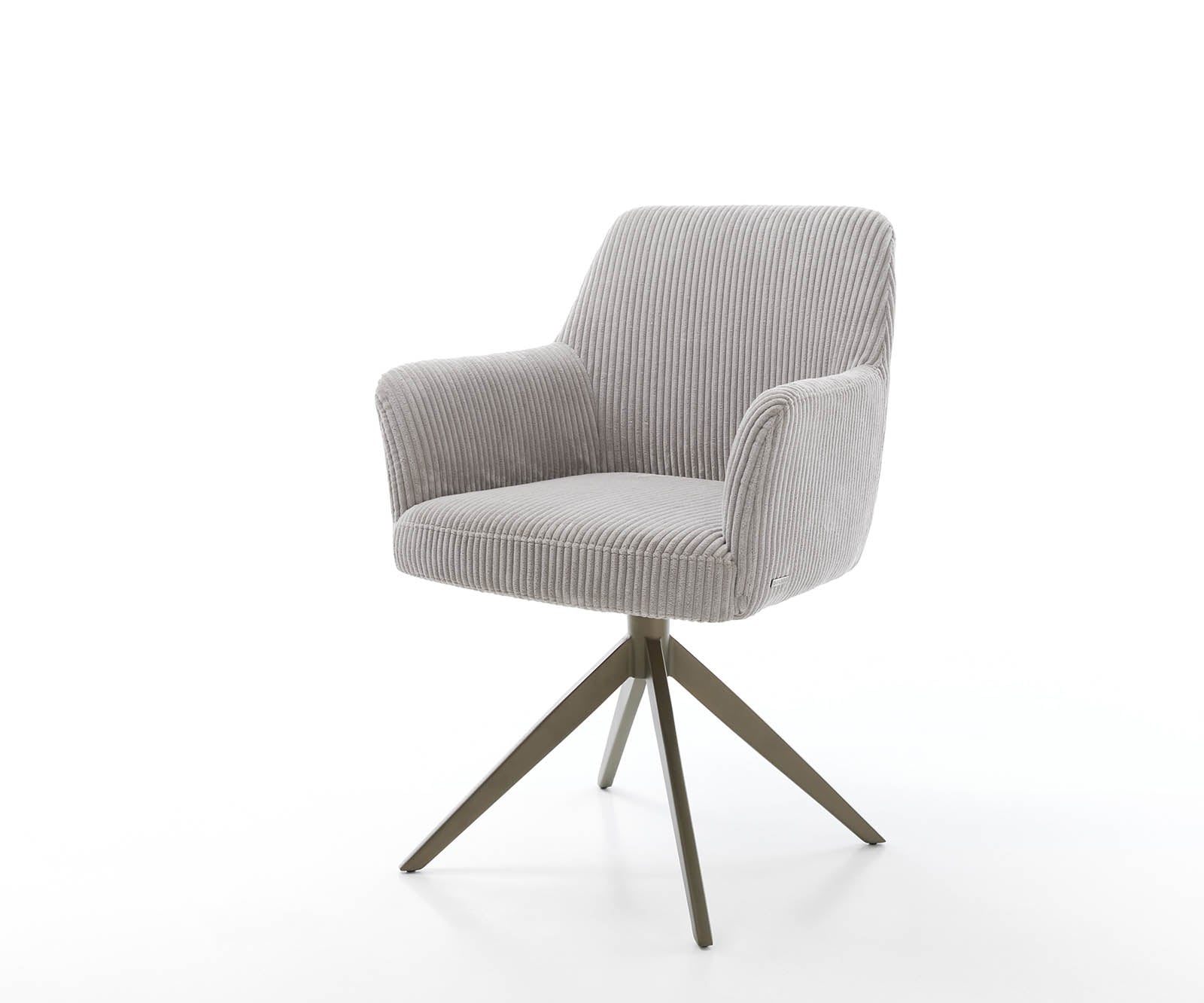 Drehstuhl Xana-Flex mit Armlehnen Cord Silbergrau Kreuzgestell breit Effektfinish Titan 360° drehbar Taschenfederkern
