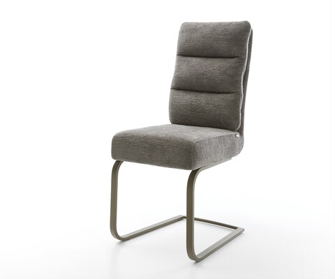 Freischwinger Pela-Flex Bouclé Soft Schlamm Freischwinger flach Effektfinish Titan Taschenfederkern