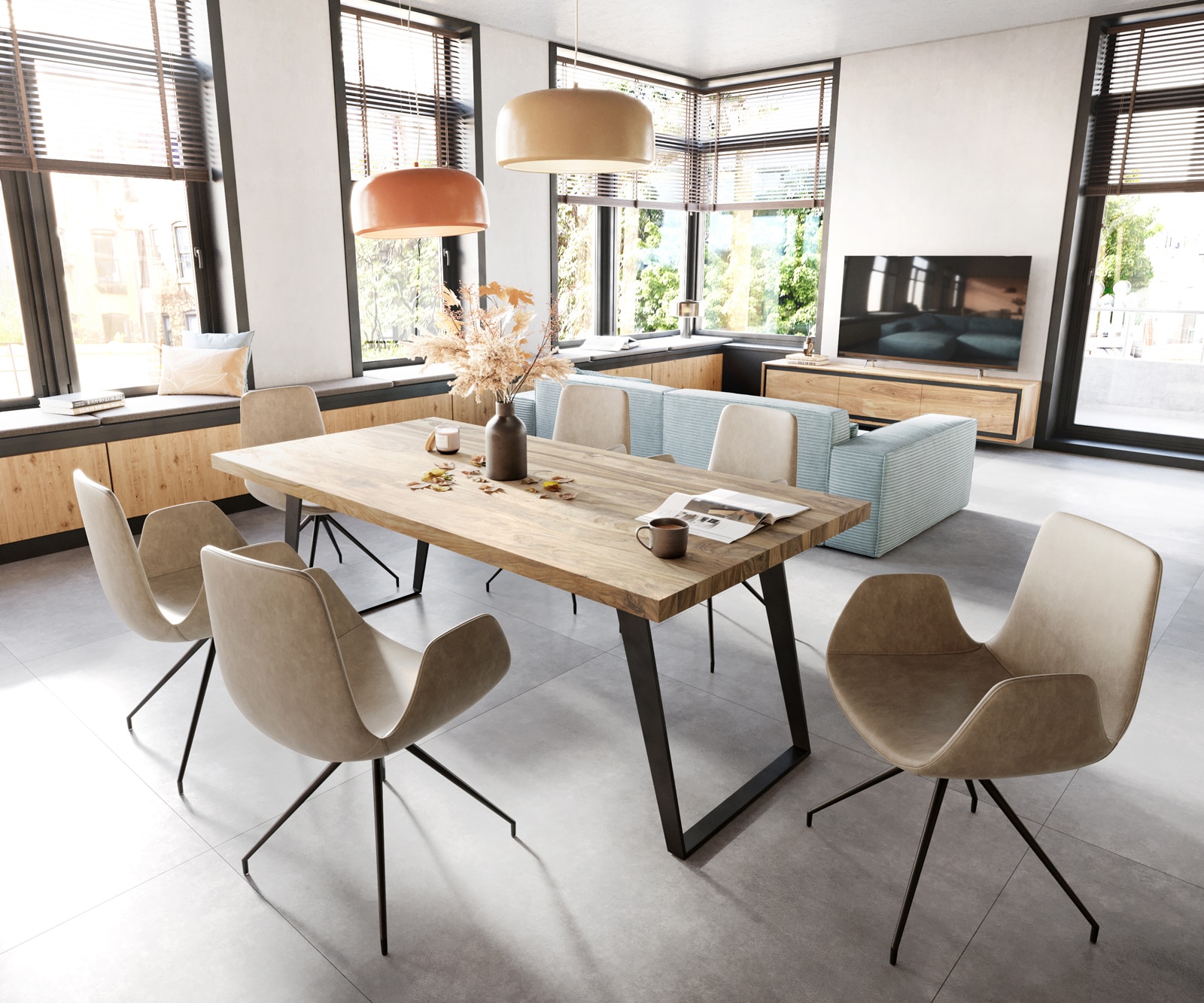 Esszimmerstuhl Ilia-Flex mit Armlehnen Mikrofaser Beige Vintage Kreuzgestell konisch Schwarz 4 Esszimmerstuhl Ilia-Flex mit Armlehnen Mikrofaser Beige Vintage Kreuzgestell konisch Schwarz 4